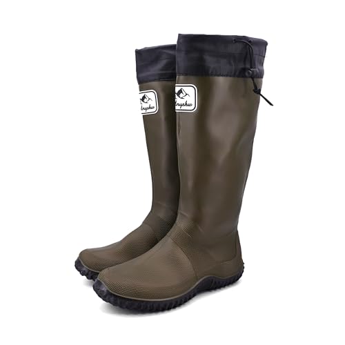 JOMIX Unisex Gummistiefel Damen Herren Faltbar Hoch Regenstiefel Wasserdichte Rutschfest Leicht PVC Stiefel Garten Regenschuhe