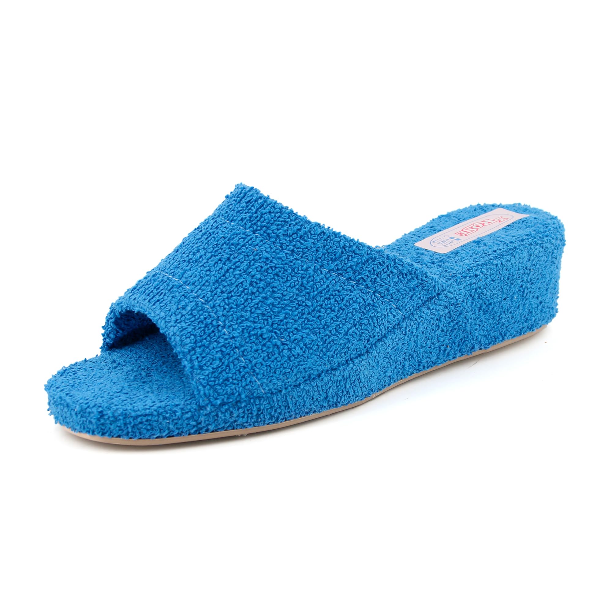 3Rose Chanclas de mujer monocolor de esponja con cuña interior de corcho