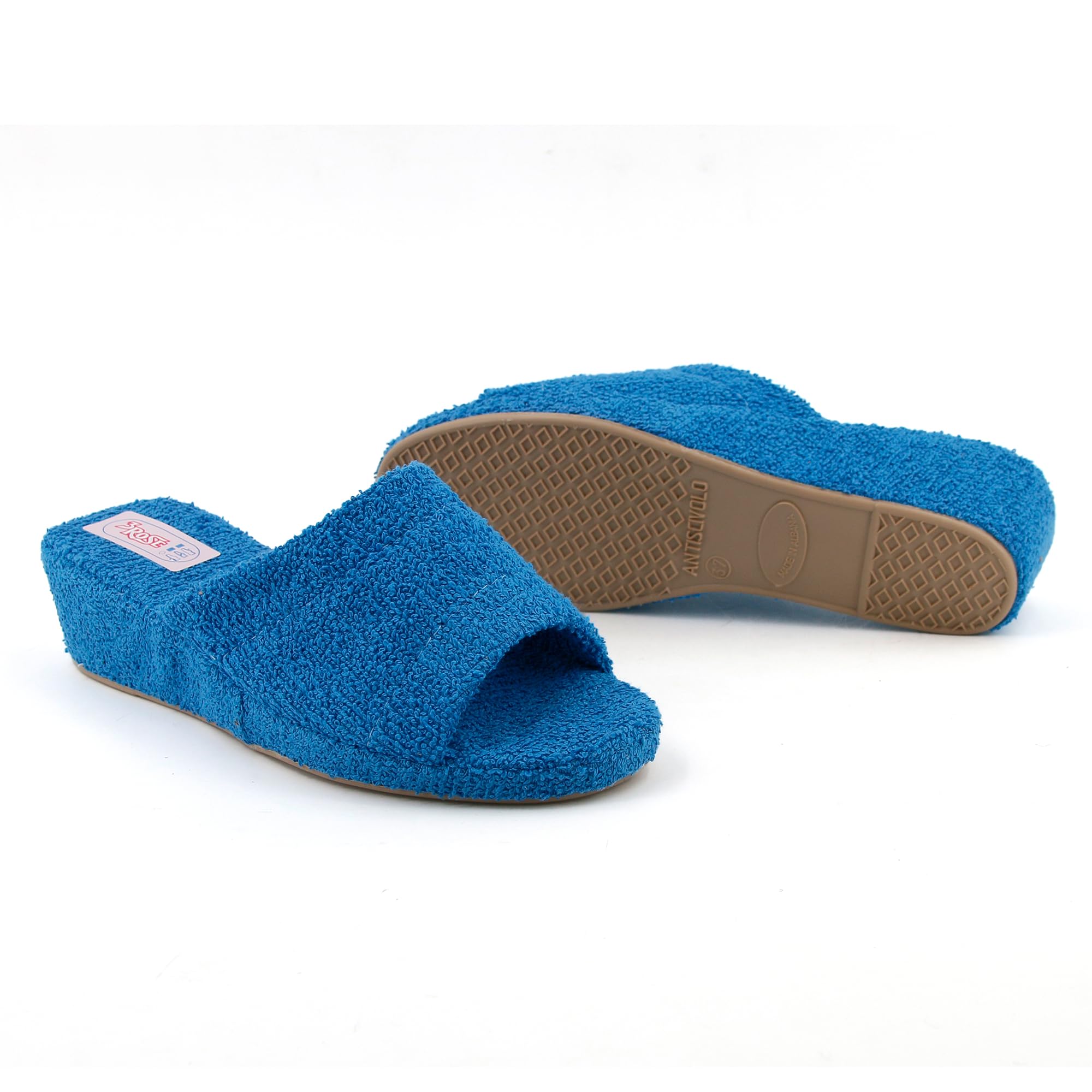 3Rose Chanclas de mujer monocolor de esponja con cuña interior de corcho