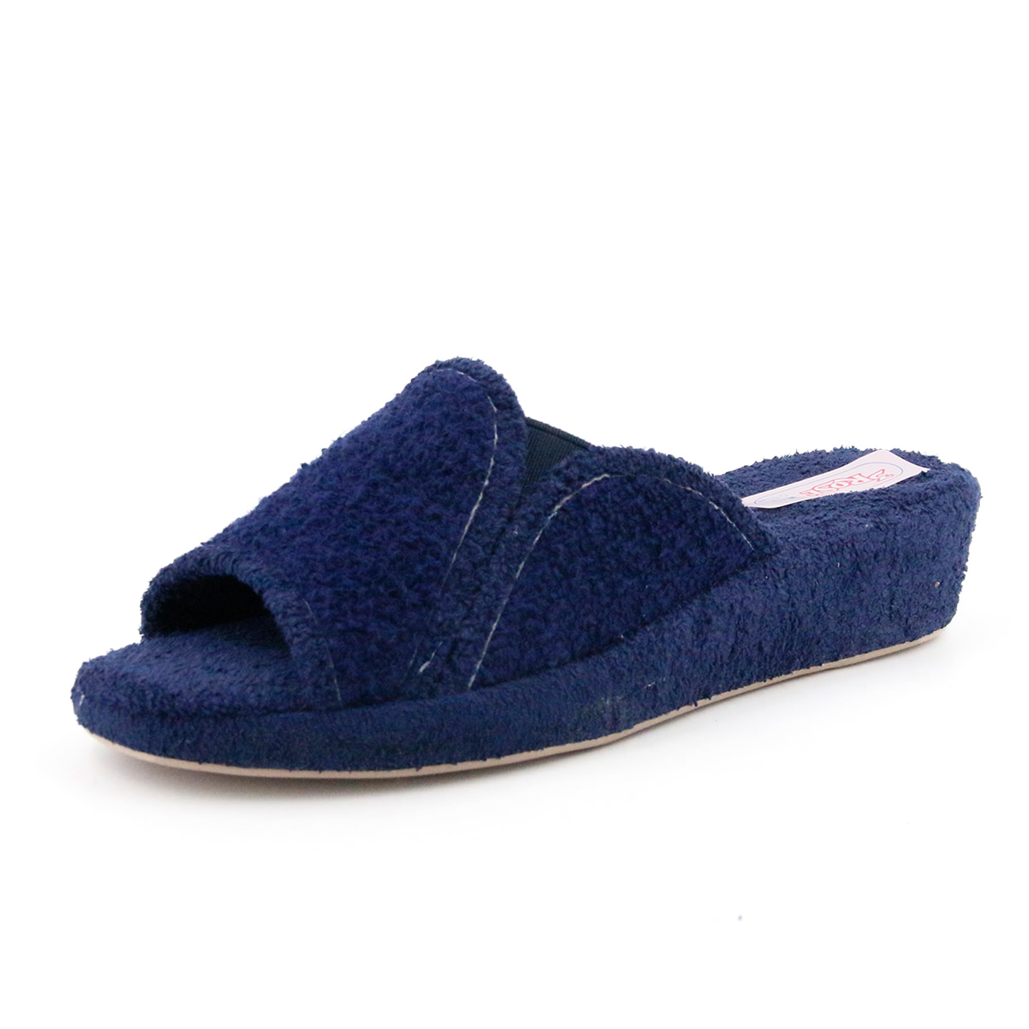 3Rose Chanclas de mujer monocolor de esponja con cuña interior de corcho y elástico