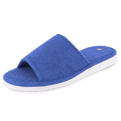 JOMIX Frottee Hausschuhe Damen Weiche Keilabsatz Pantoffeln Offen Bequeme Einfarbige Slipper Indoor