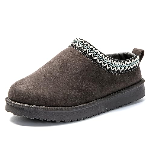 JOMIX Winter Hausschuhe Damen Lässige Slip On Slipper Warme Plüsch Kunstwildleder Geschlossen Pantoffeln