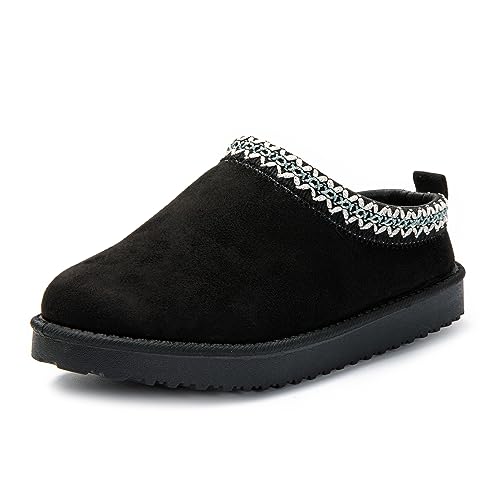 JOMIX Winter Hausschuhe Damen Lässige Slip On Slipper Warme Plüsch Kunstwildleder Geschlossen Pantoffeln