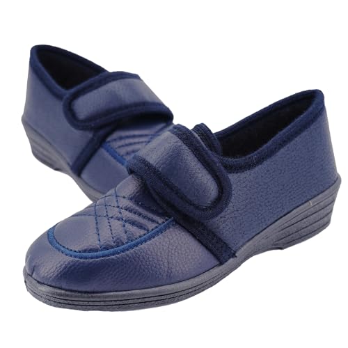 JOMIX Hausschuhe Damen mit Klettverschluss Orthopädisch Pantoffeln Anatomisch Weite Passform für Geschwollene Füße Hallux Valgus Rutschfeste Gummisohle Leicht und Bequem Hergestellt in Italien