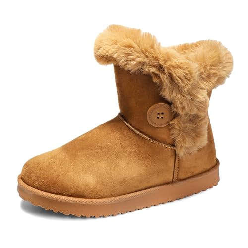 JOMIX Winter Stiefeletten Damen Warme Wildleder Boots Flauschige Fell Stiefel Gefütterte Winterstiefel Warme Winterstiefel Chukka Boots