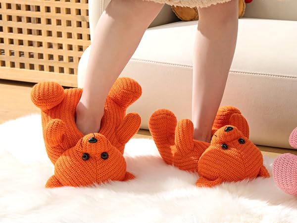 JOMIX Winter Hausschuhe Damen Bären Lustige Pantoffeln Warme Tieren Hüttenschuhe Bunte Slippers Indoor