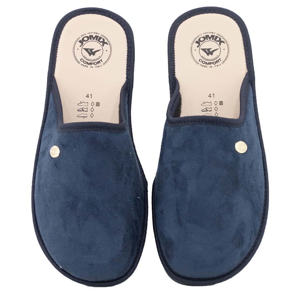 JOMIX Herren Hausschuhe Bequeme Leder Fußbett Pantoffeln Weiche Italien Pantoletten Rutschfeste Gummisohle Indoor Outdoor
