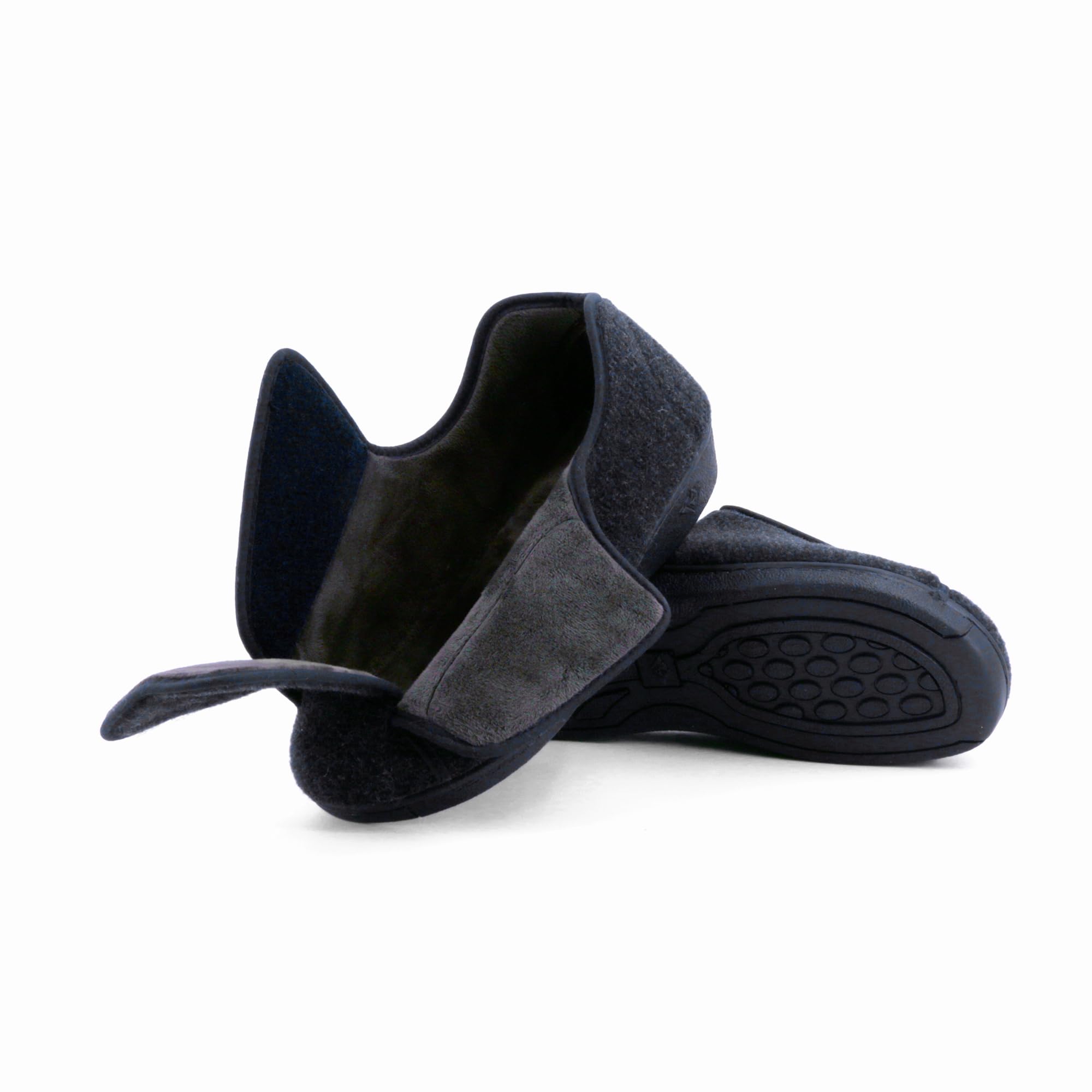 Hausschuhe für diabetiker und geschwollene Füße Damen Orthopädische Komfort Pantoffeln mit Klett Extra Weite Rutschfeste Sohle Warm Gefüttert mit Wollfilz