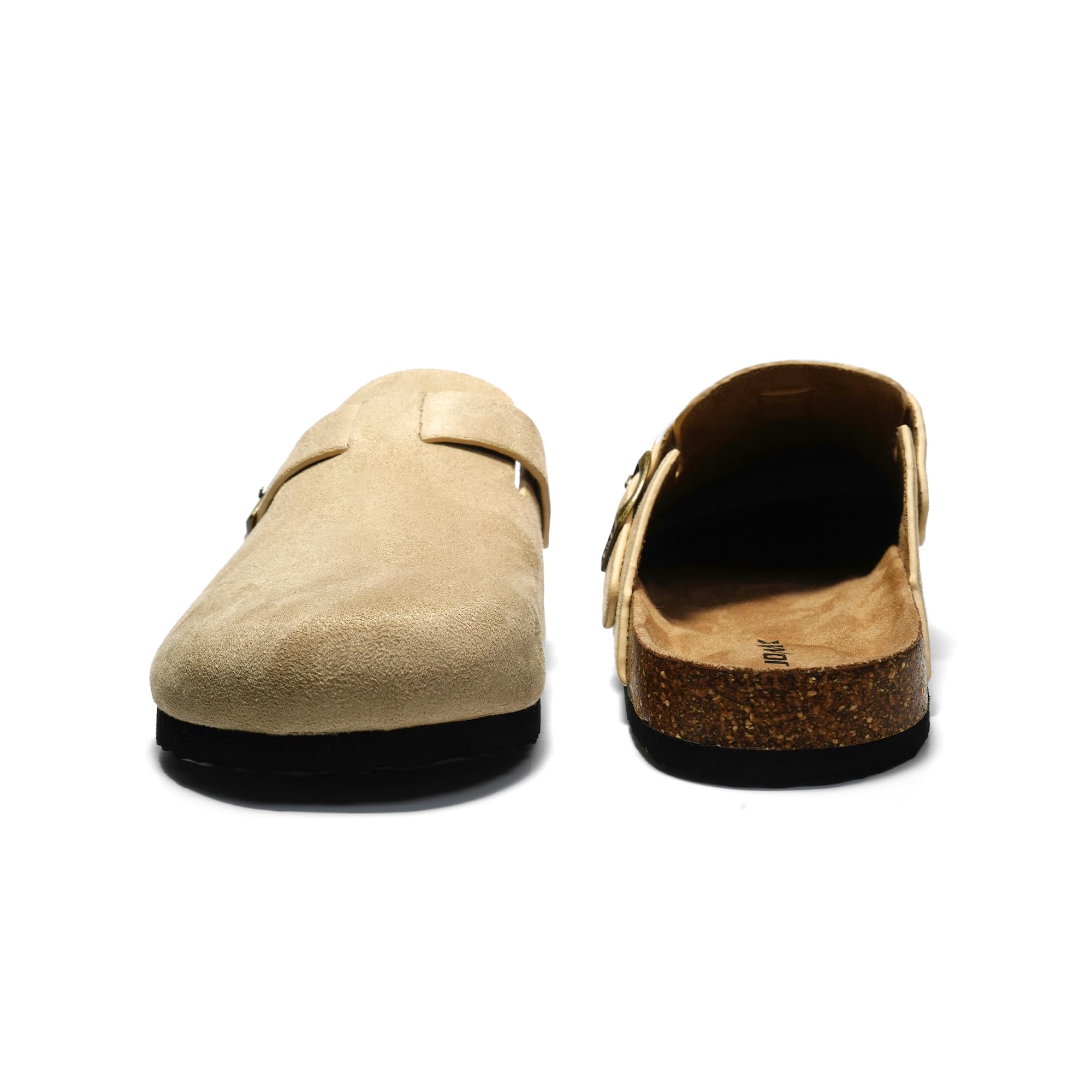 JOMIX Pantoletten Herren Sommer Clogs Leder Sandalen Bequeme Kork Fußbett Strand Outdoor