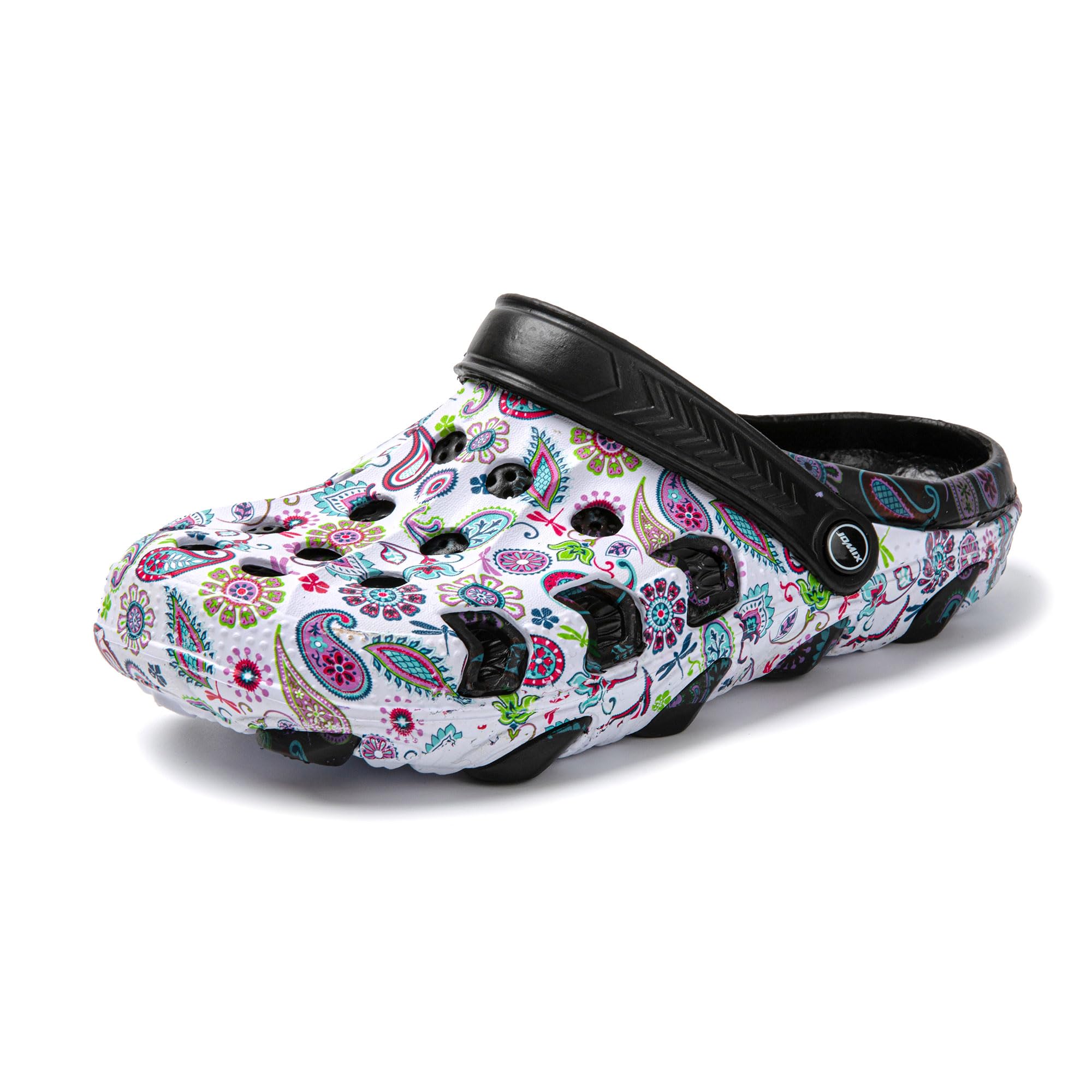 JOMIX Damen Clogs mit Fußbett Sommer Bunte Gartenschuhe Arbeitsclogs Anti-Rutsch Leicht Gummi Hausschuhe Pantoletten Wandern Meer Strand Pool