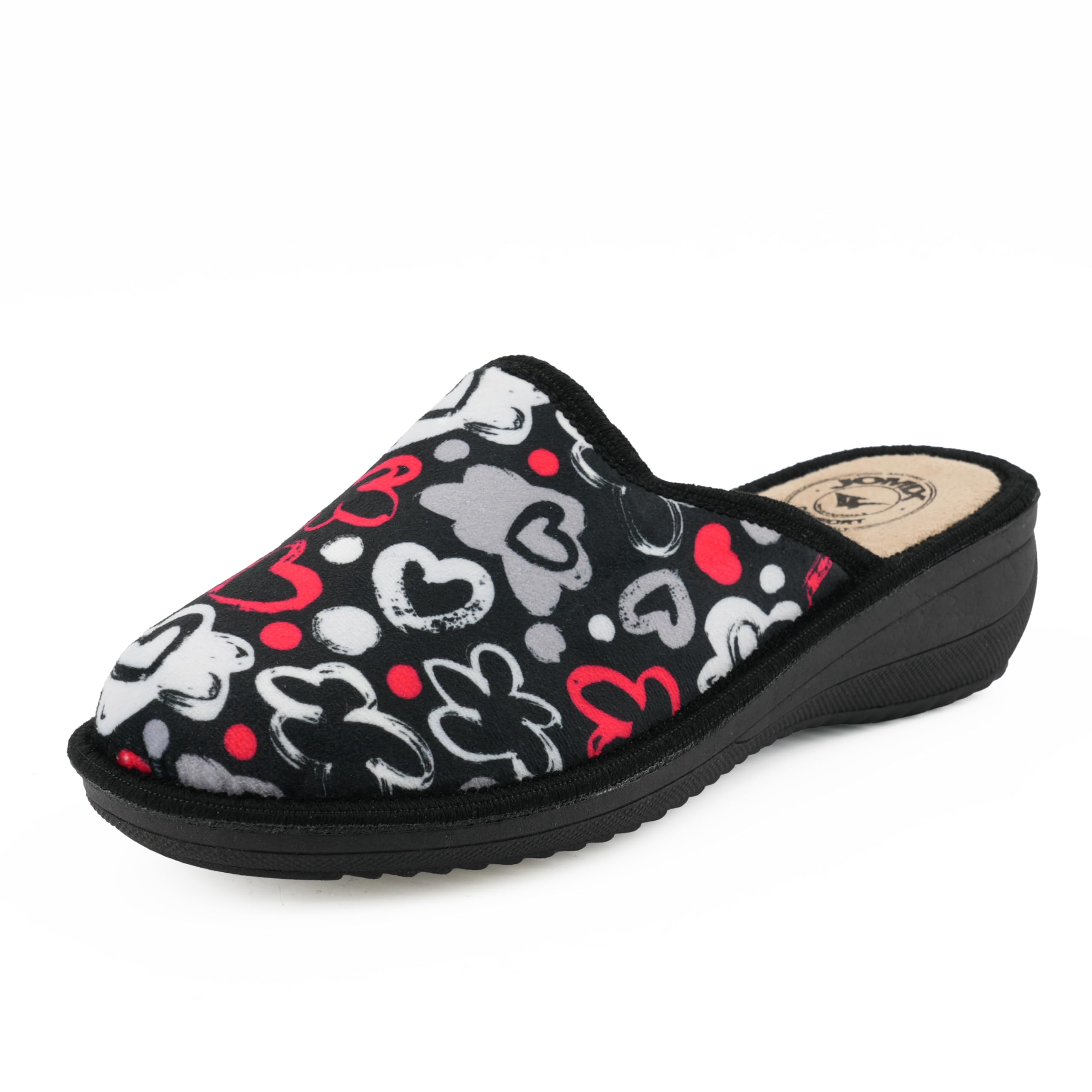 JOMIX Hausschuhe Damen Winter Pantoffeln Warme Gefütterte Pantoletten mit Fußbett Plüsch Slippers Rutschfest