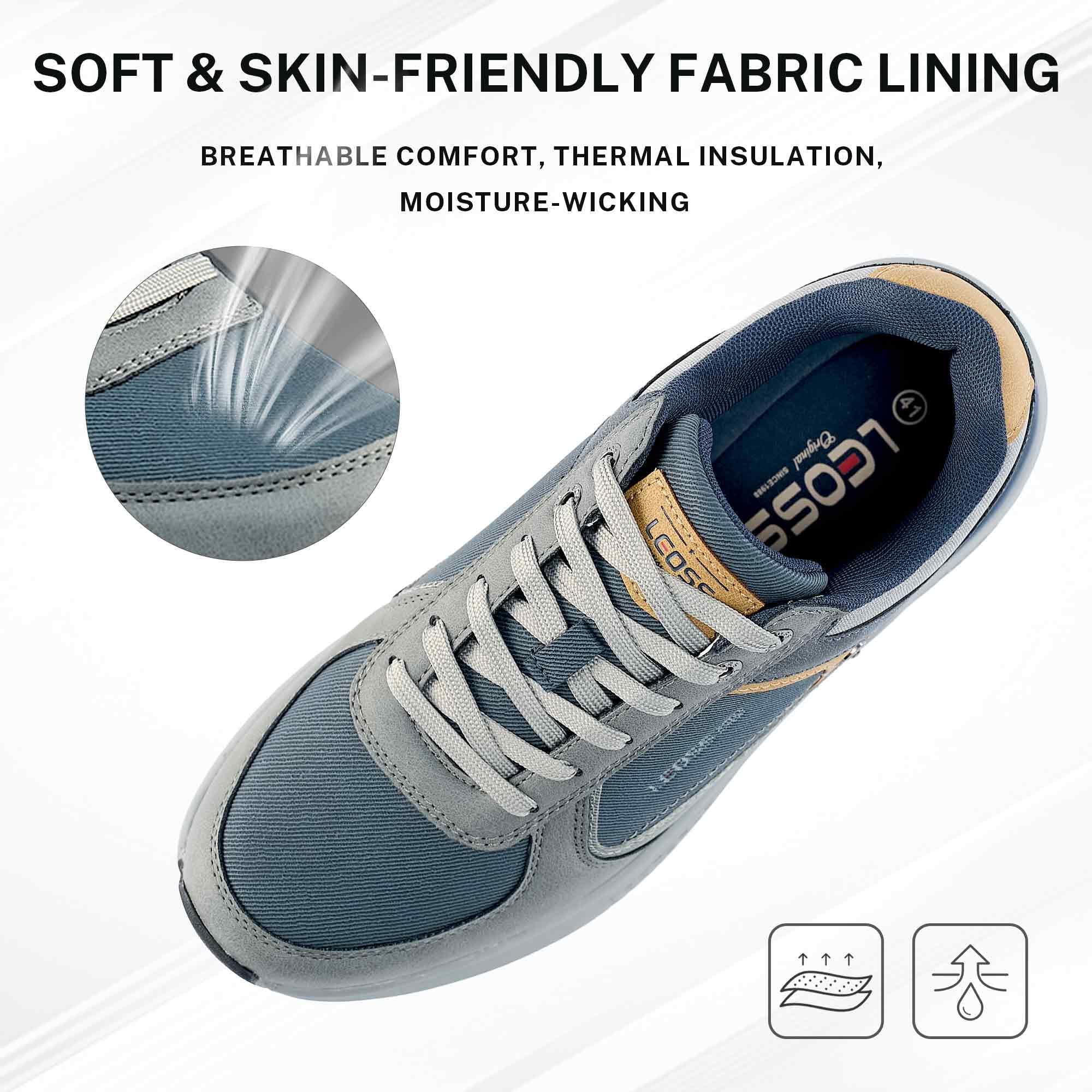 LEOSS ORIGINAL Scarpe da Ginnastica Uomo Sneaker con Lacci Scarpe da Città Scarpe da Escursionismo Casual Scarpe da Walking in Pelle Sportive