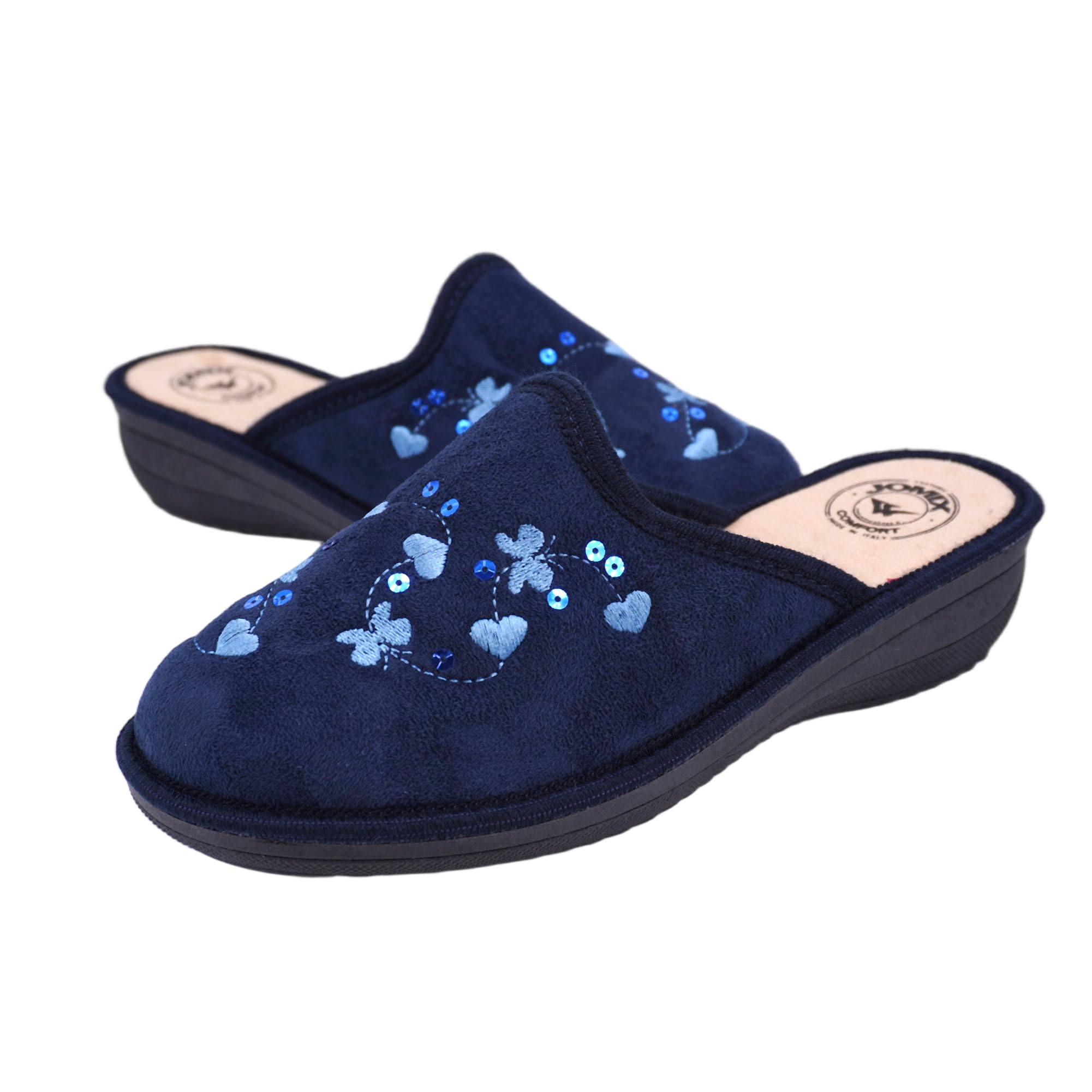 JOMIX Hausschuhe Damen Bequem Leise Pantoffeln Winter Warm Geschlossener Orthopädisch Anatomische Hausschuhe für Senioren ältere Gummisohle für Parkett Fliesen Hergestellt in Italien