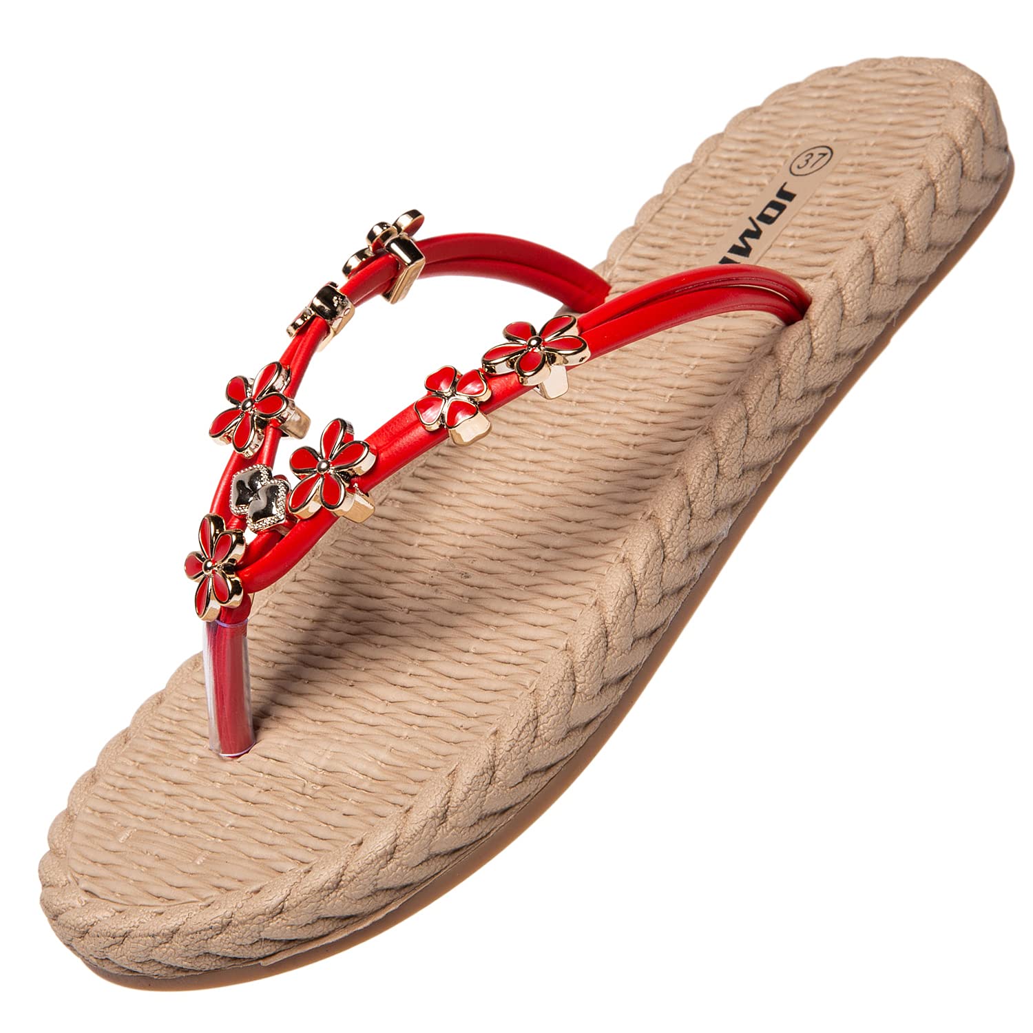 JOMIX Sommer Sandalen Keilabsatz Flip Flops Damen Elegant Zehentrenner Damen Glitzer Strasssteine Sandaletten Weiche Fußbett Pool Meer Strand Outdoor