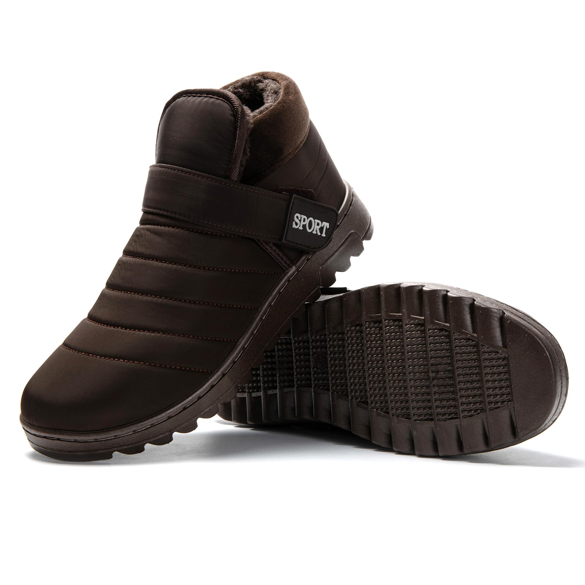 JOMIX Unisex Winter Stiefeletten Warme Gefüttert Winterstiefel Puff Klettverschluss Winterschuhe Herren Antirutsch Sohle Stiefel Outdoor Boots