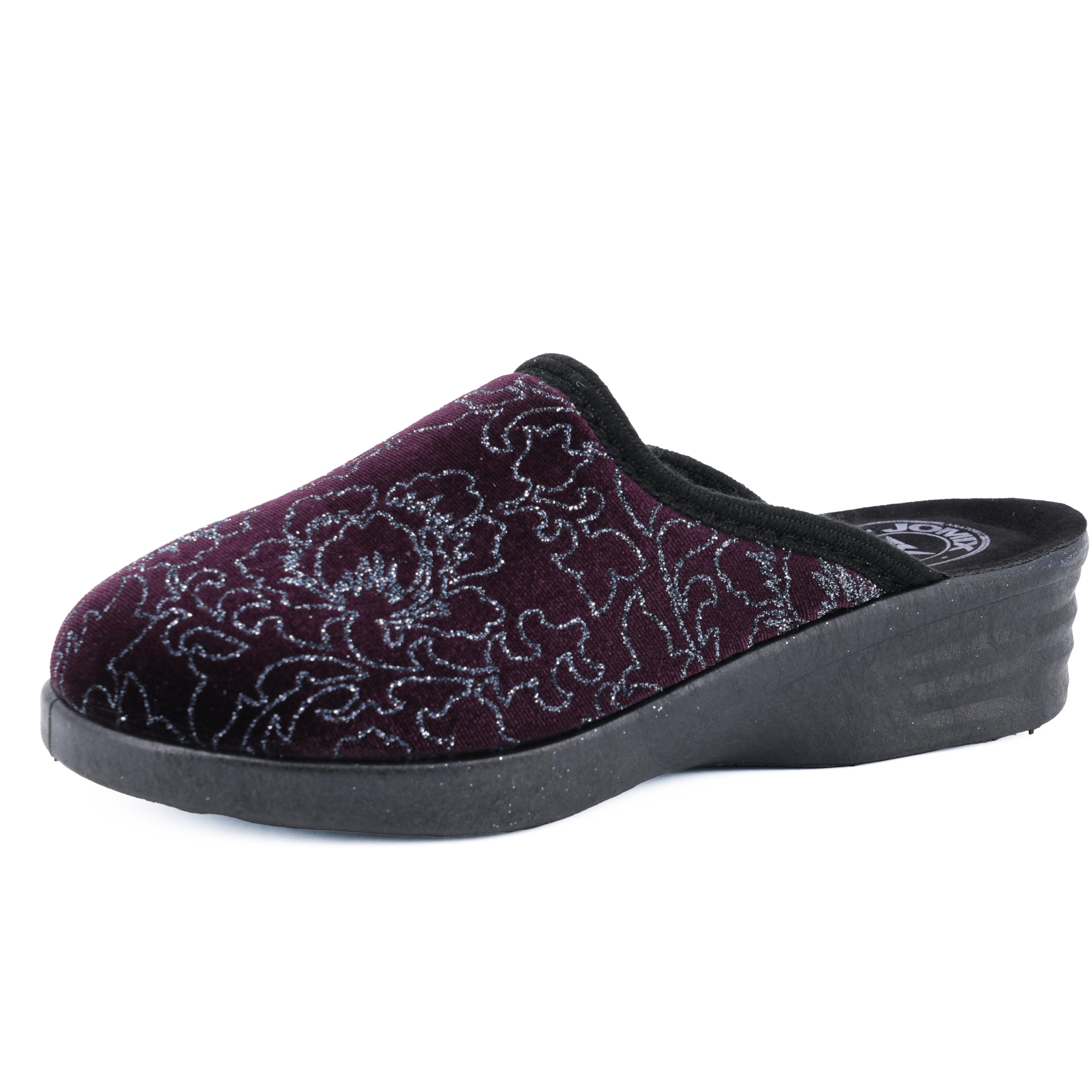 JOMIX Hausschuhe Damen Pantoletten mit Absatz Winter Bequeme Bedruckte Pantoffeln Made in Italy