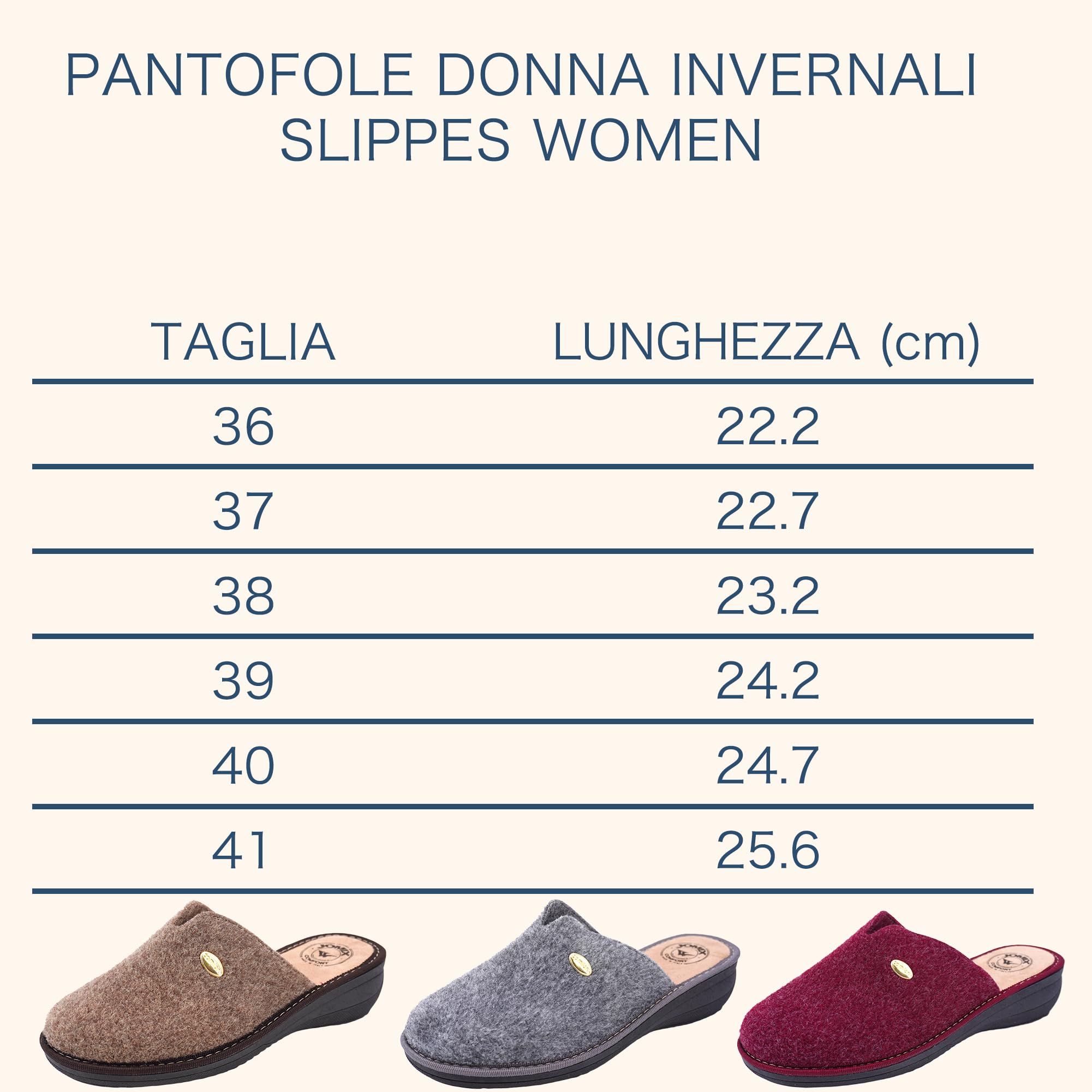 JOMIX Hausschuhe Damen Pantoletten mit Absatz Winter Bequeme Filzpantoffeln Warme Clogs Made in Italy