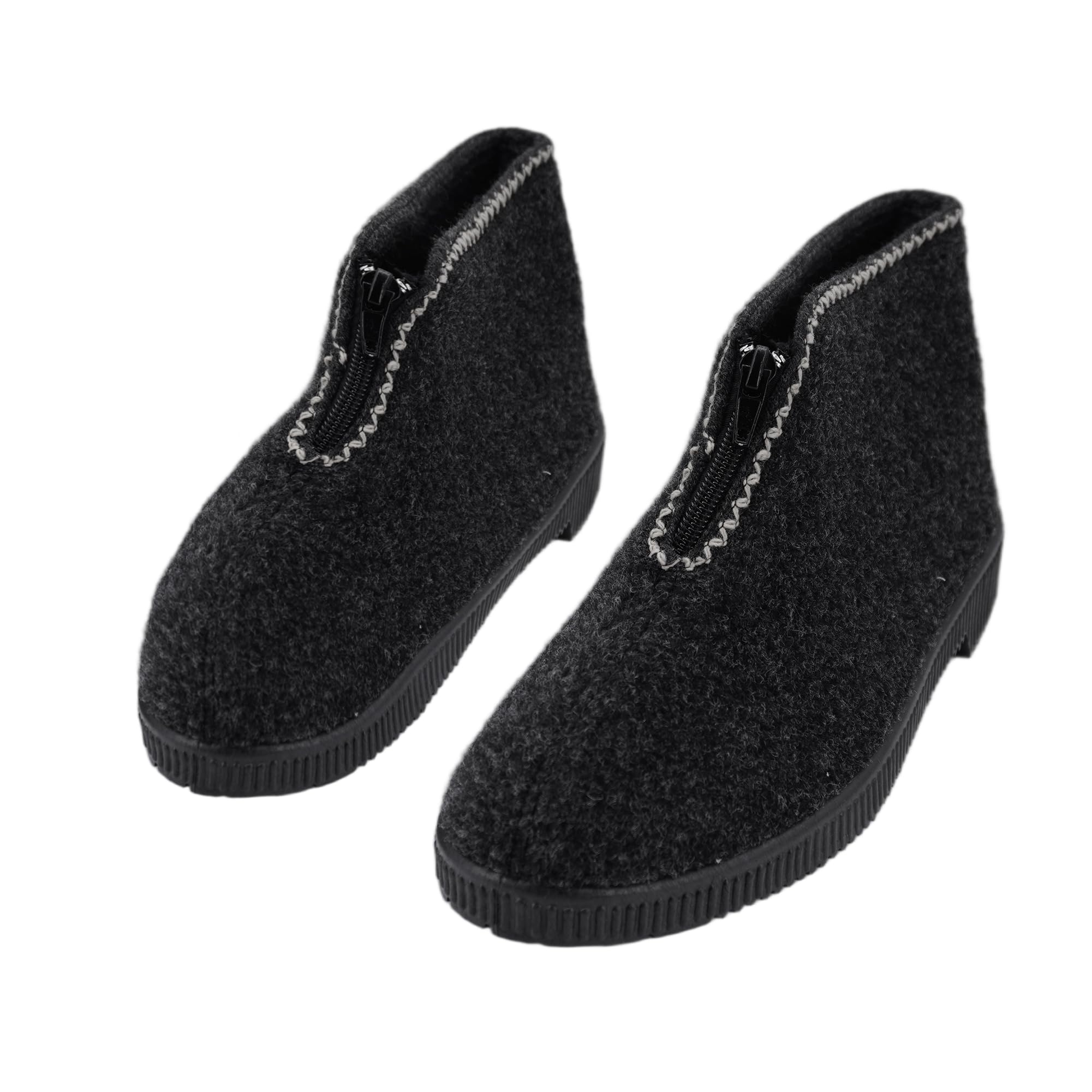 JOMIX Hausschuhe Herren Winter mit Reißverschluss Warme Rutschfeste Pantoffeln mit Gummisohle für Senioren Breite Füße Hausstiefel Knöchelhoch aus Filz Bequem Leicht Anzuziehen Made in Italy