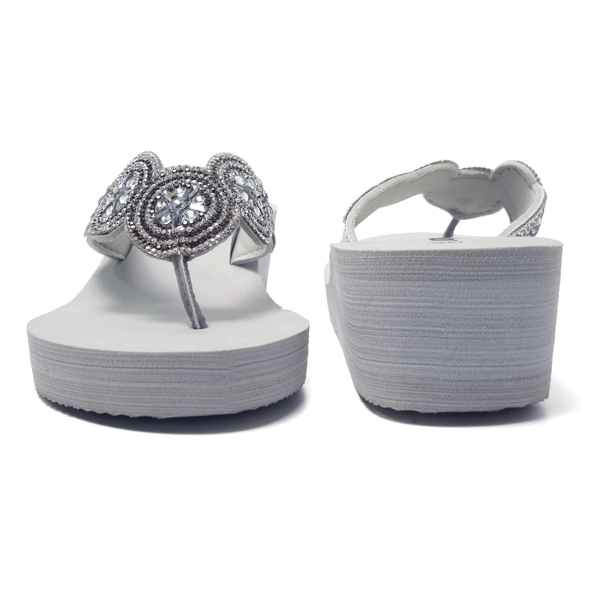 JOMIX Sommer Sandalen Keilabsatz Flip Flops Damen Elegant Zehentrenner Damen Glitzer Strasssteine Sandaletten Weiche Fußbett Pool Meer Strand Outdoor