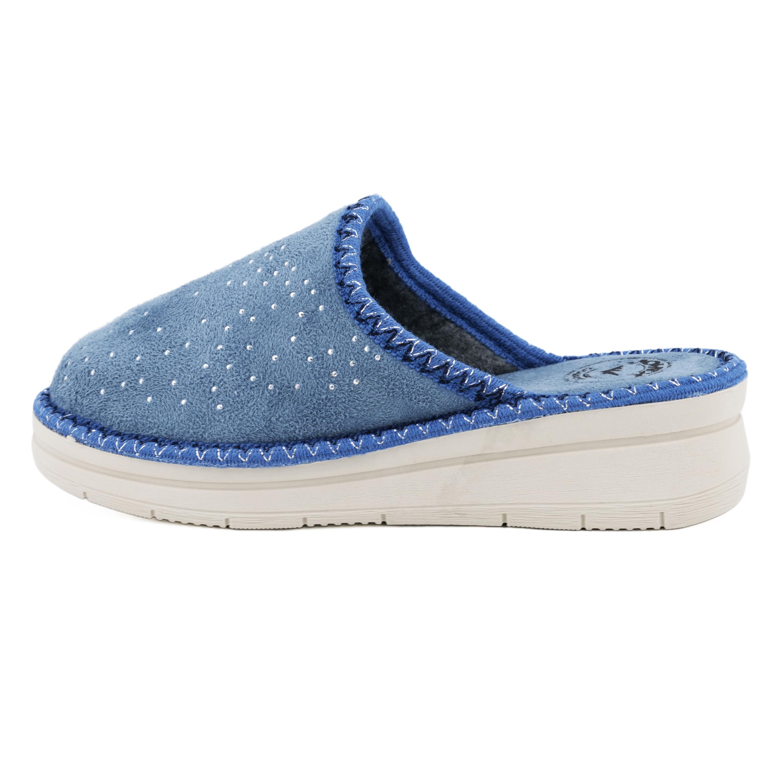 JOMIX Hausschuhe Damen Pantoletten mit Absatz Winter Bequeme Kunstwildleder Pantoffeln Made in Italy