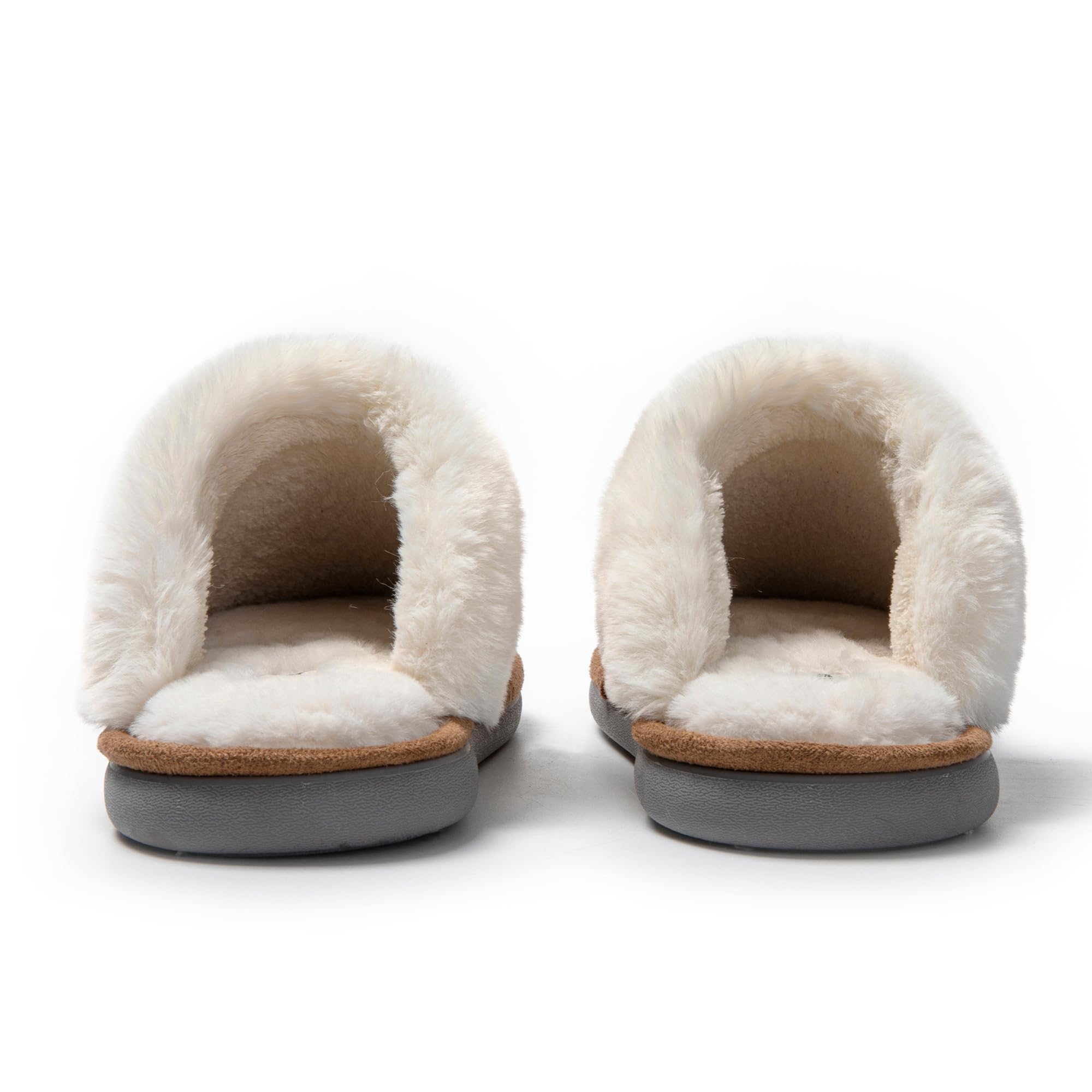 JOMIX Hausschuhe Damen Winter Warm Gefüttert Rutschfest Geschlossene Zehen Leicht Leise Pantoffeln Mit Plüschfutter Gummisohle in Velours Optik Mule Sabot für Zuhause