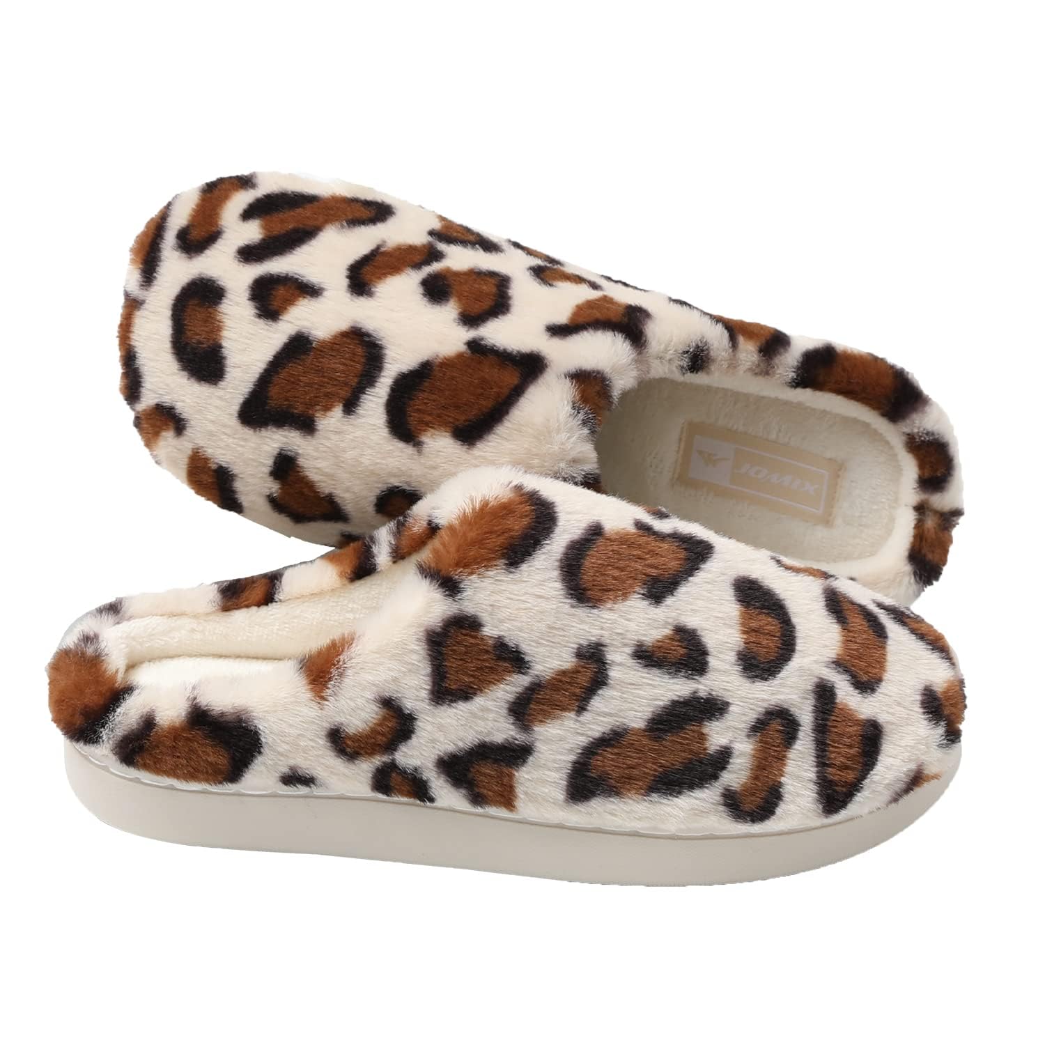 JOMIX Damen Hausschuhe Winter Leopard Pantoffeln Warme Plüsch Baumwolle Bequeme Slippers Rutschfeste Puschen