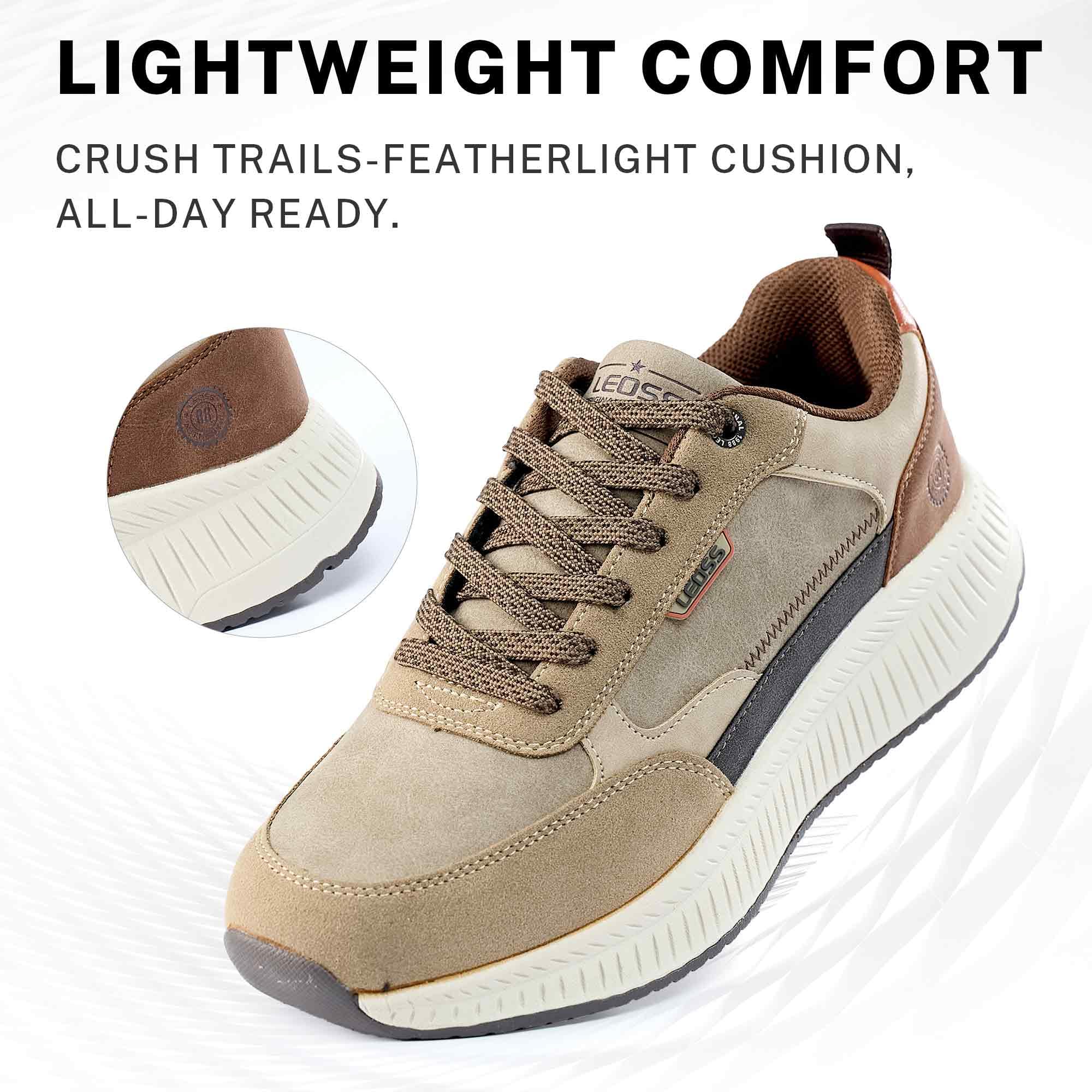 LEOSS ORIGINAL Scarpe da Ginnastica Uomo Sneaker con Lacci Scarpe da Città Scarpe da Escursionismo Casual Scarpe da Walking in Pelle Sportive