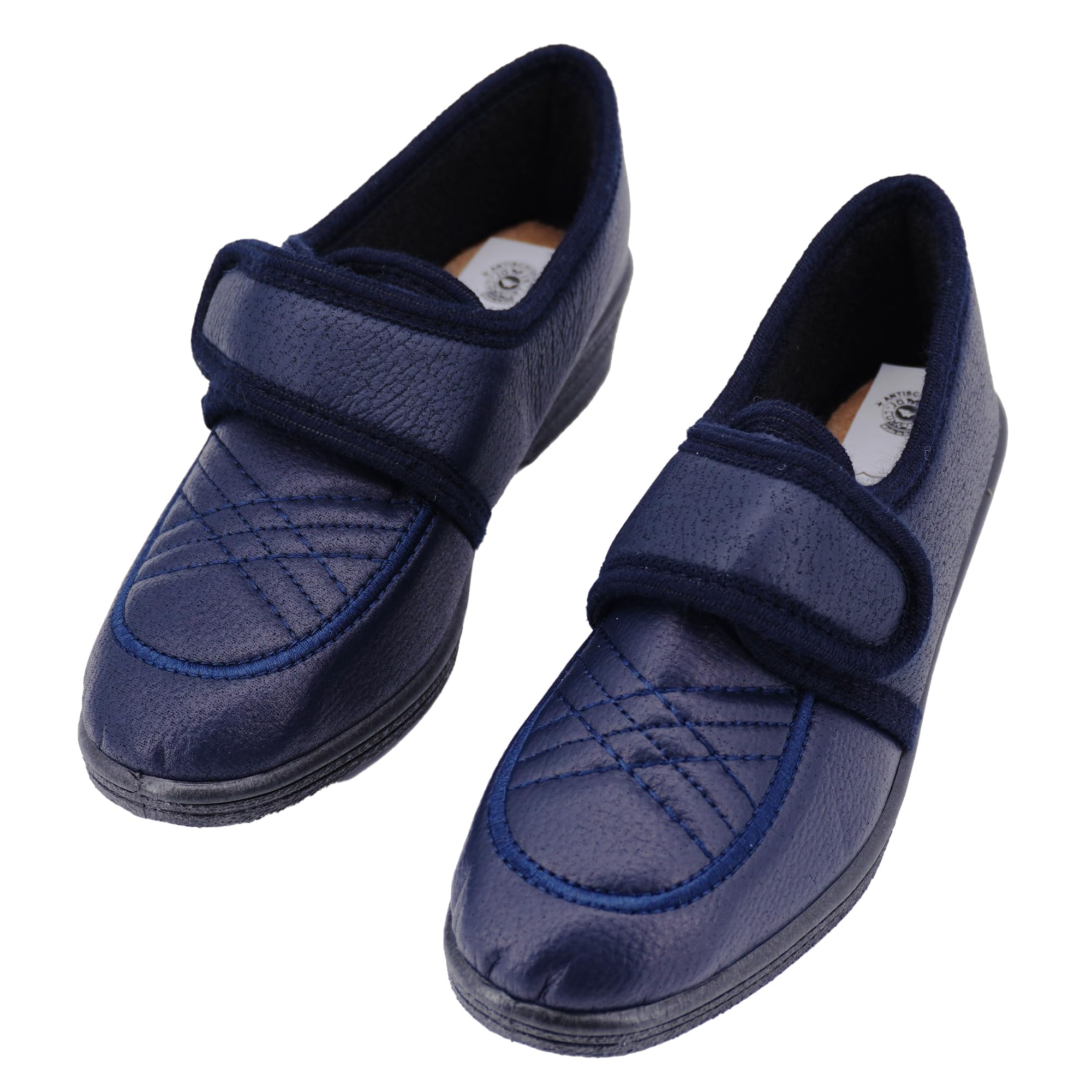 JOMIX Hausschuhe Damen mit Klettverschluss Orthopädisch Pantoffeln Anatomisch Weite Passform für Geschwollene Füße Hallux Valgus Rutschfeste Gummisohle Leicht und Bequem Hergestellt in Italien