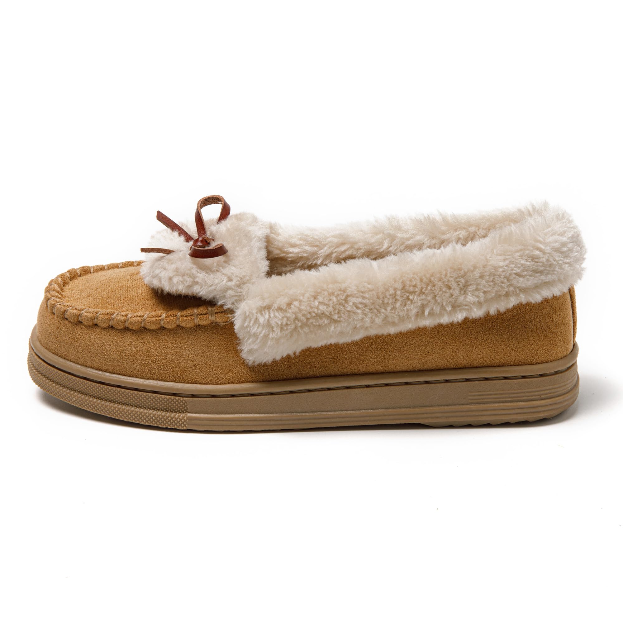 JOMIX Mokassins Damen Klassische Bootsschuhe Flache Loafer Comfort Segelschuhe Damen Slip On Schuhe mit Fliege Plüsch Gefüttert Hausschuhe