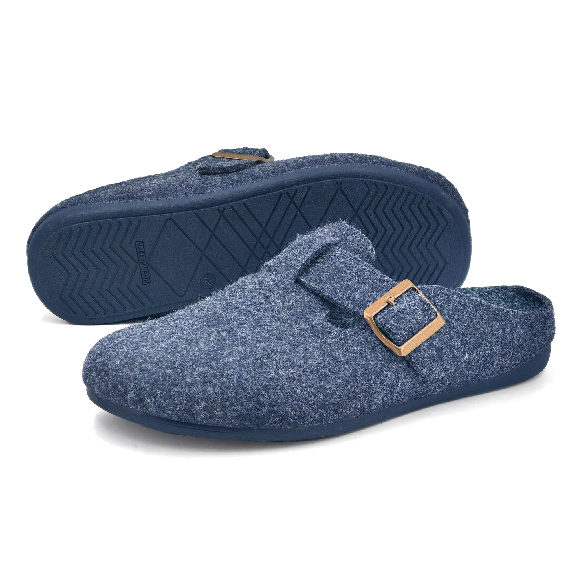 JOMIX Fliz Hausschuhe Herren Winter Pantoffeln Warm Pantoletten mit Schnalle Slippers Men