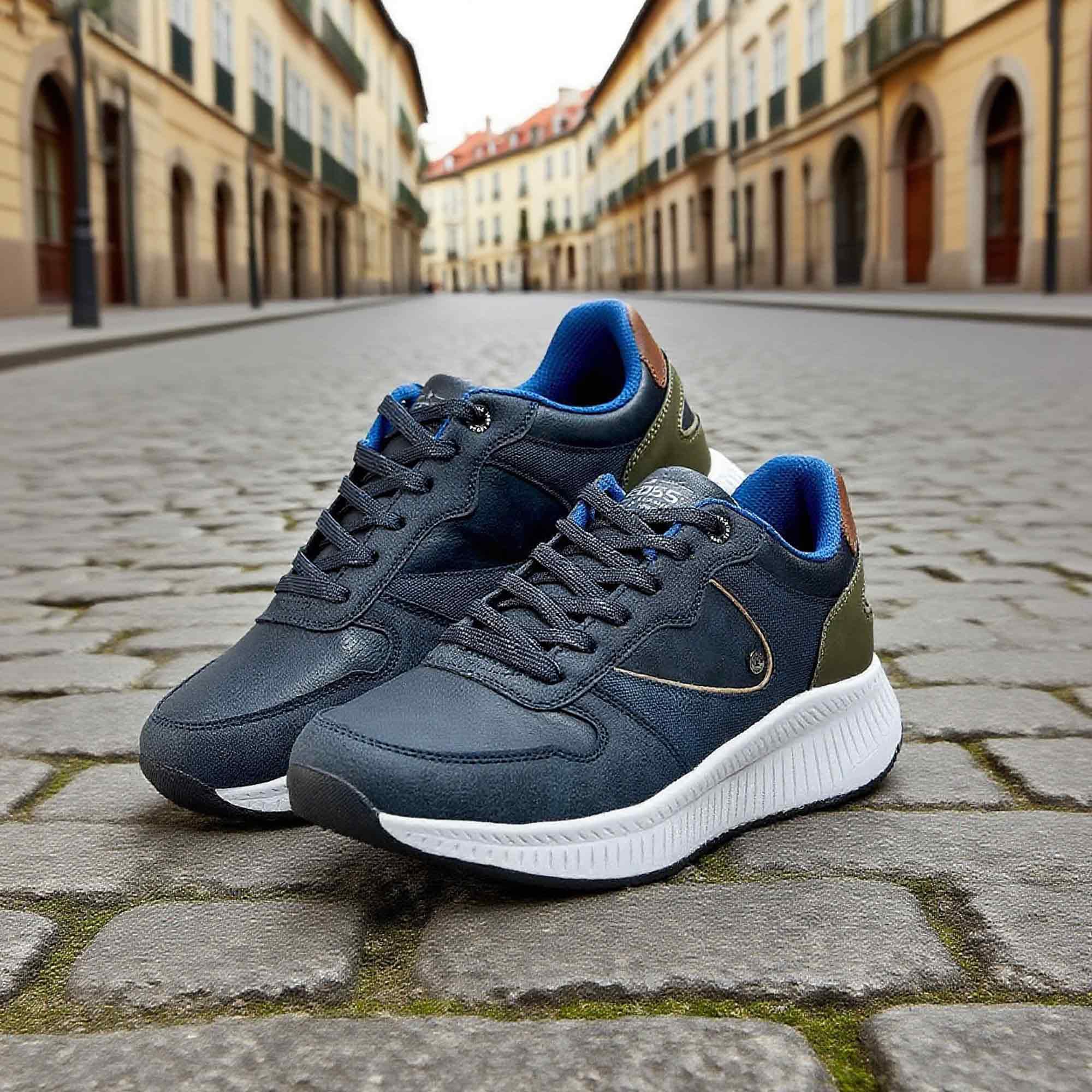 LEOSS ORIGINAL Scarpe da Ginnastica Uomo Sneaker con Lacci Scarpe da Città Scarpe da Escursionismo Casual Scarpe da Walking in Pelle Sportive