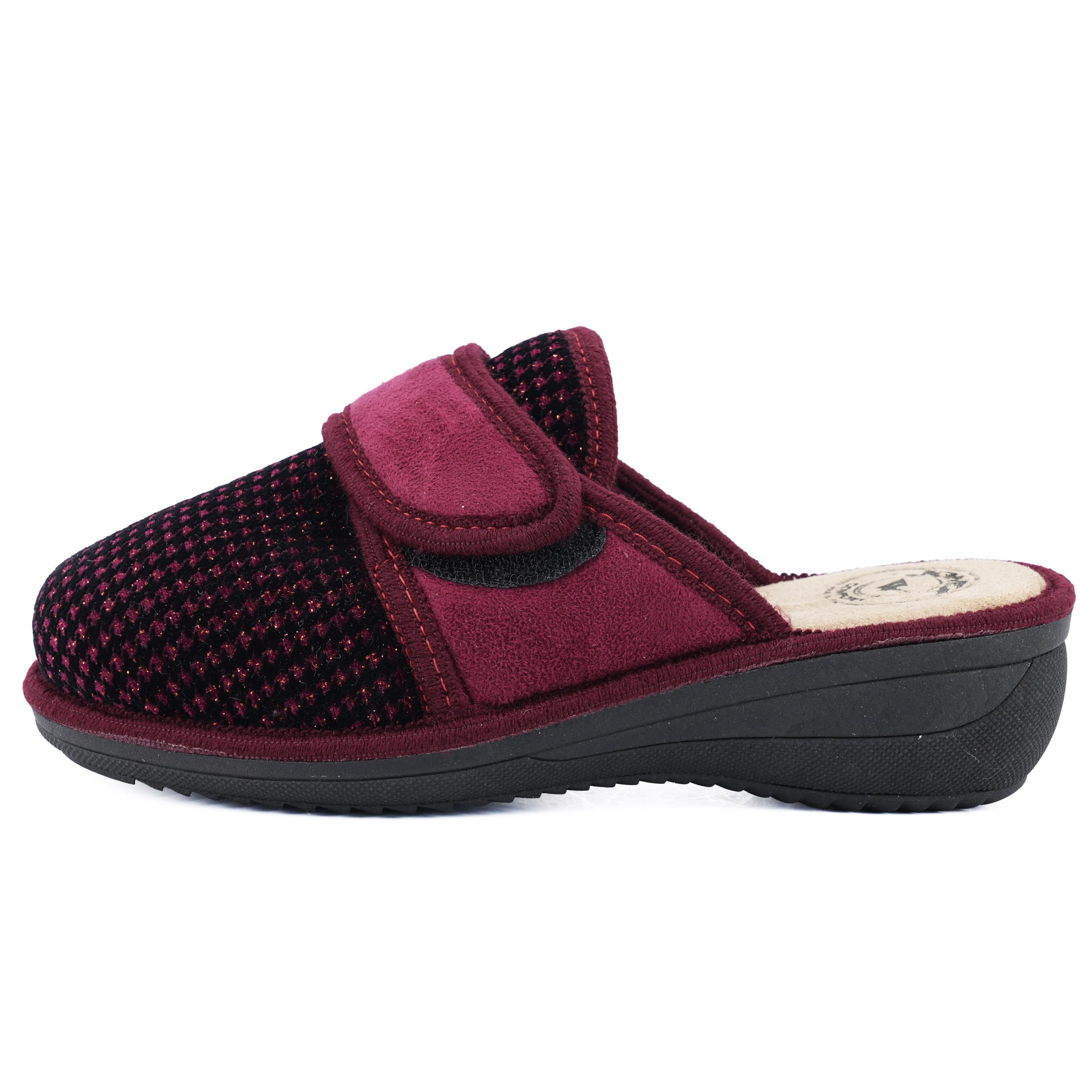 JOMIX Hausschuhe Damen Pantoletten mit Absatz Winter Bequeme Anatomische Pantoffeln Made in Italy