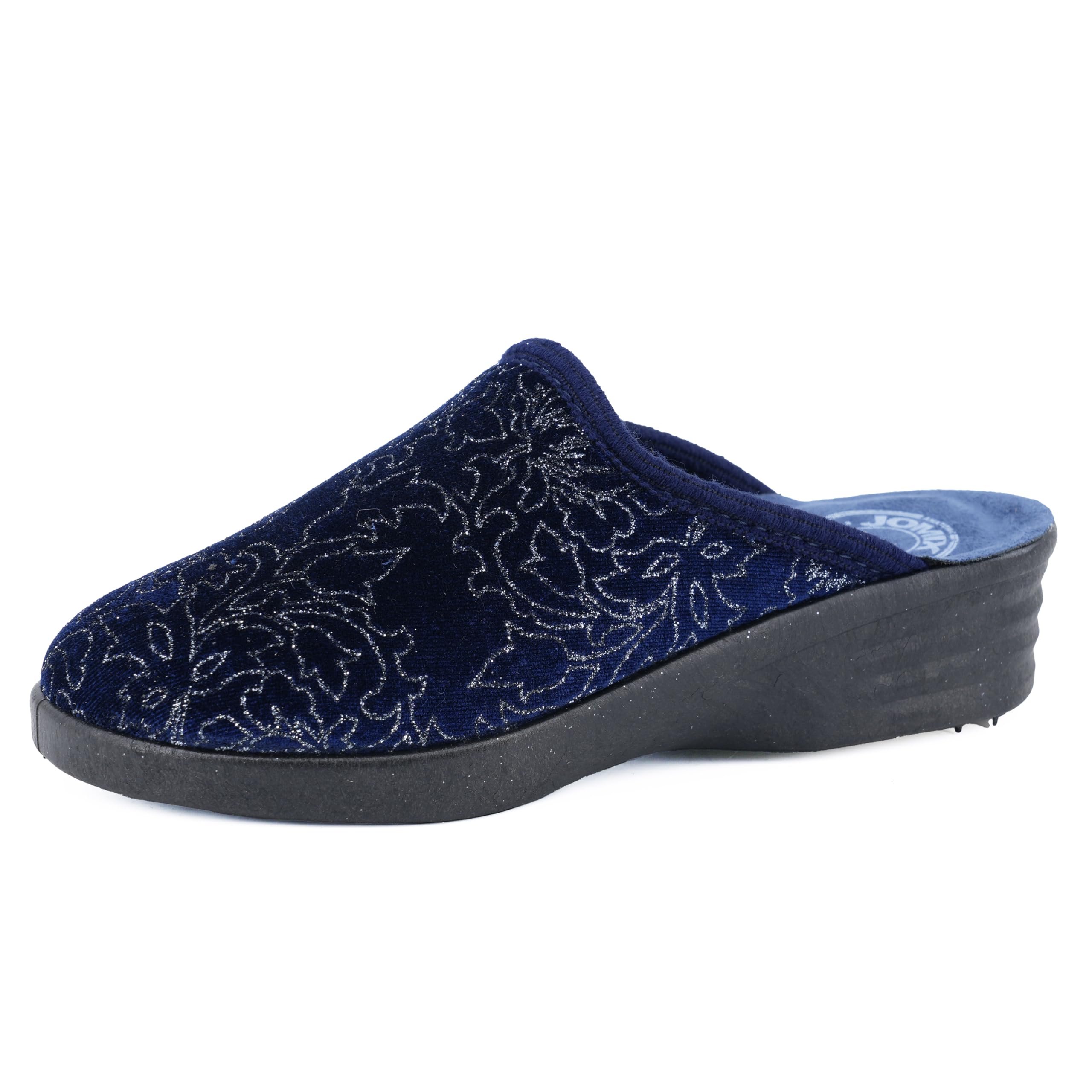 JOMIX Hausschuhe Damen Pantoletten mit Absatz Winter Bequeme Bedruckte Pantoffeln Made in Italy
