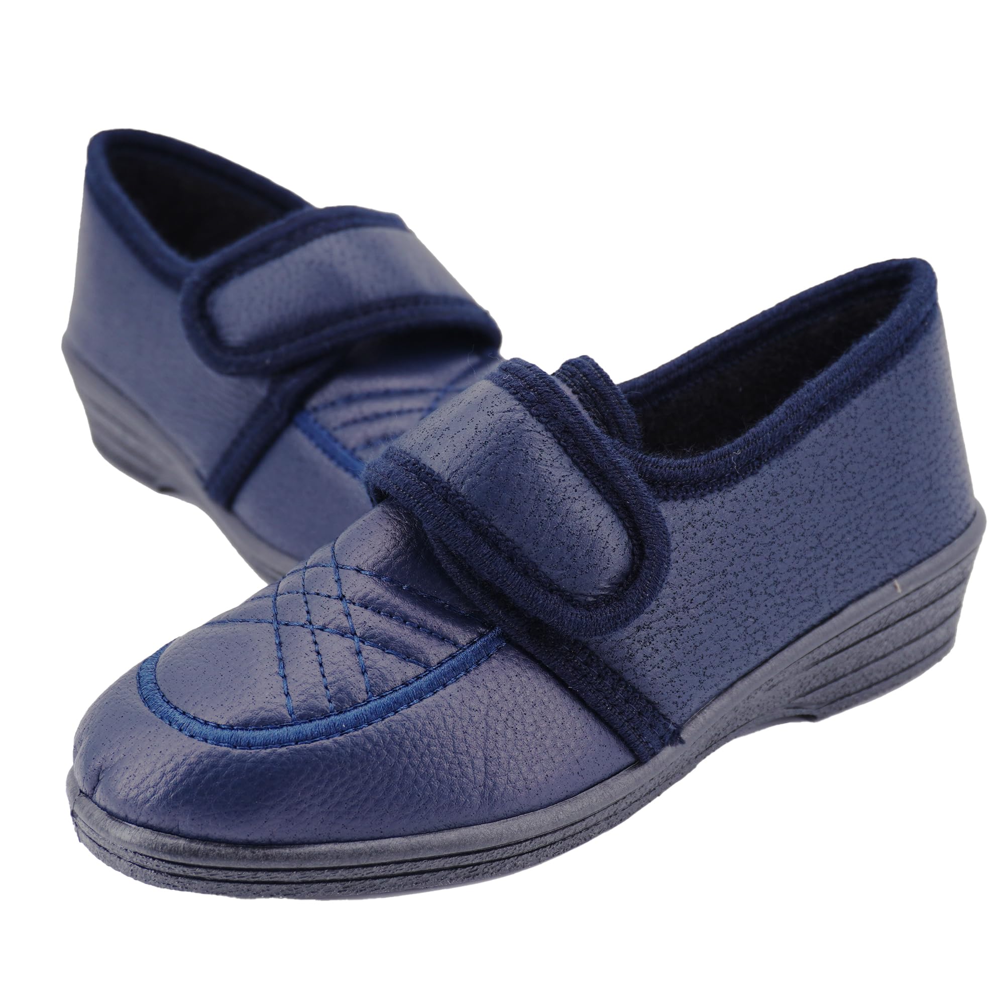 JOMIX Hausschuhe Damen mit Klettverschluss Orthopädisch Pantoffeln Anatomisch Weite Passform für Geschwollene Füße Hallux Valgus Rutschfeste Gummisohle Leicht und Bequem Hergestellt in Italien