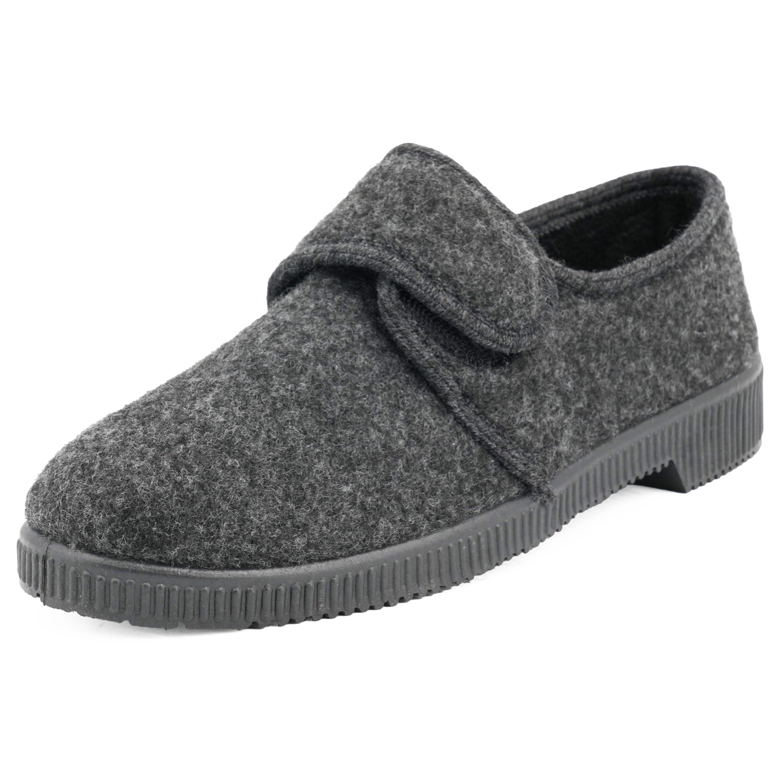JOMIX Hausschuhe Herren Winter Warme Flizpantoffeln mit Klettverschluss Gefütterte Slippers Plüsch Rutschfeste Orthopädische Schuhe mit Fußbett