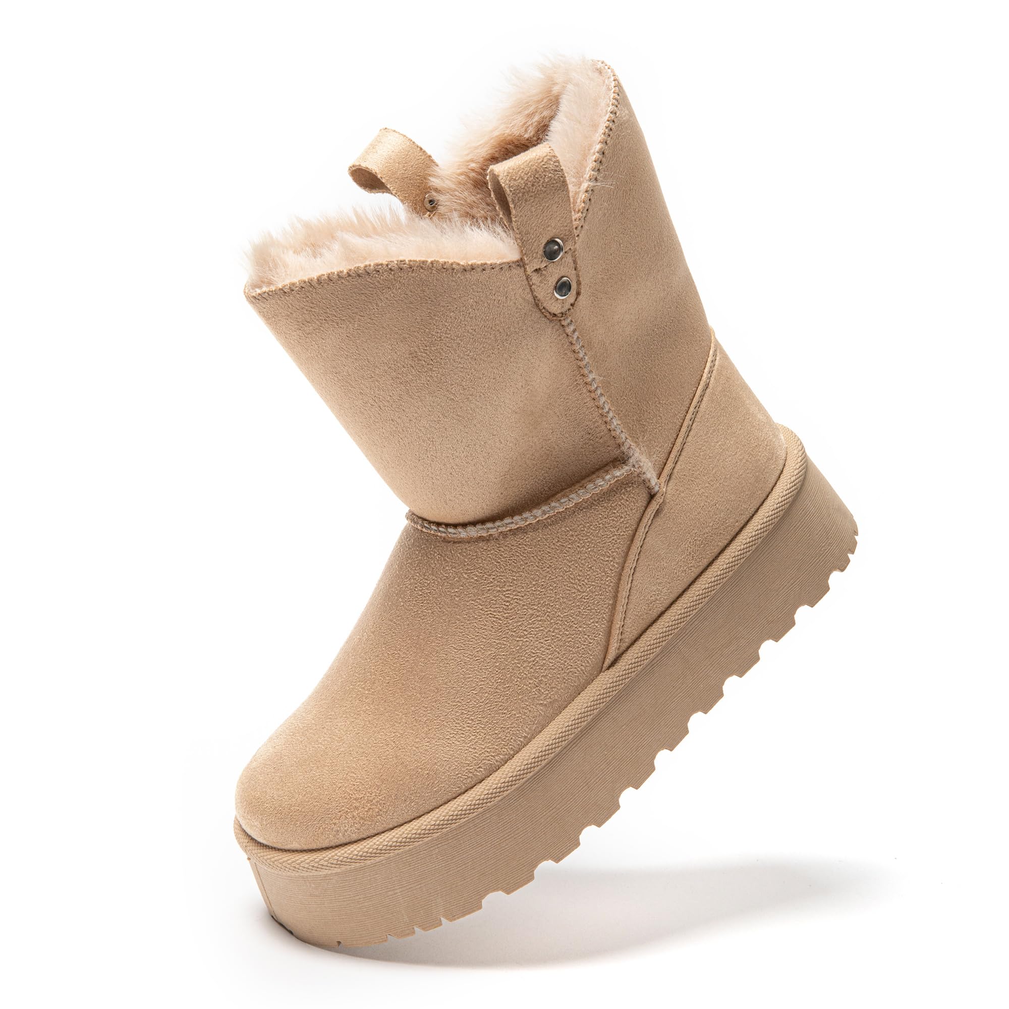 JOMIX Damen Winterstiefel Plateau Mini Winter Boots Bequeme Warm Gefüttert Schneestiefel Wasserdicht Rutschfeste Plattform Stiefel