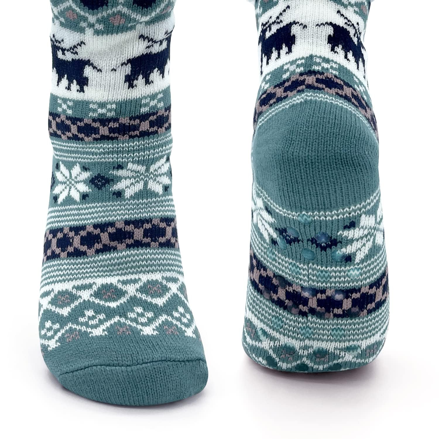 JOMIX Winter Stoppersocken Damen Dicke Socken Rutschfeste Hüttensocken Anti-Rutsch Sohle Flauschige Haussocken Plüschsocken