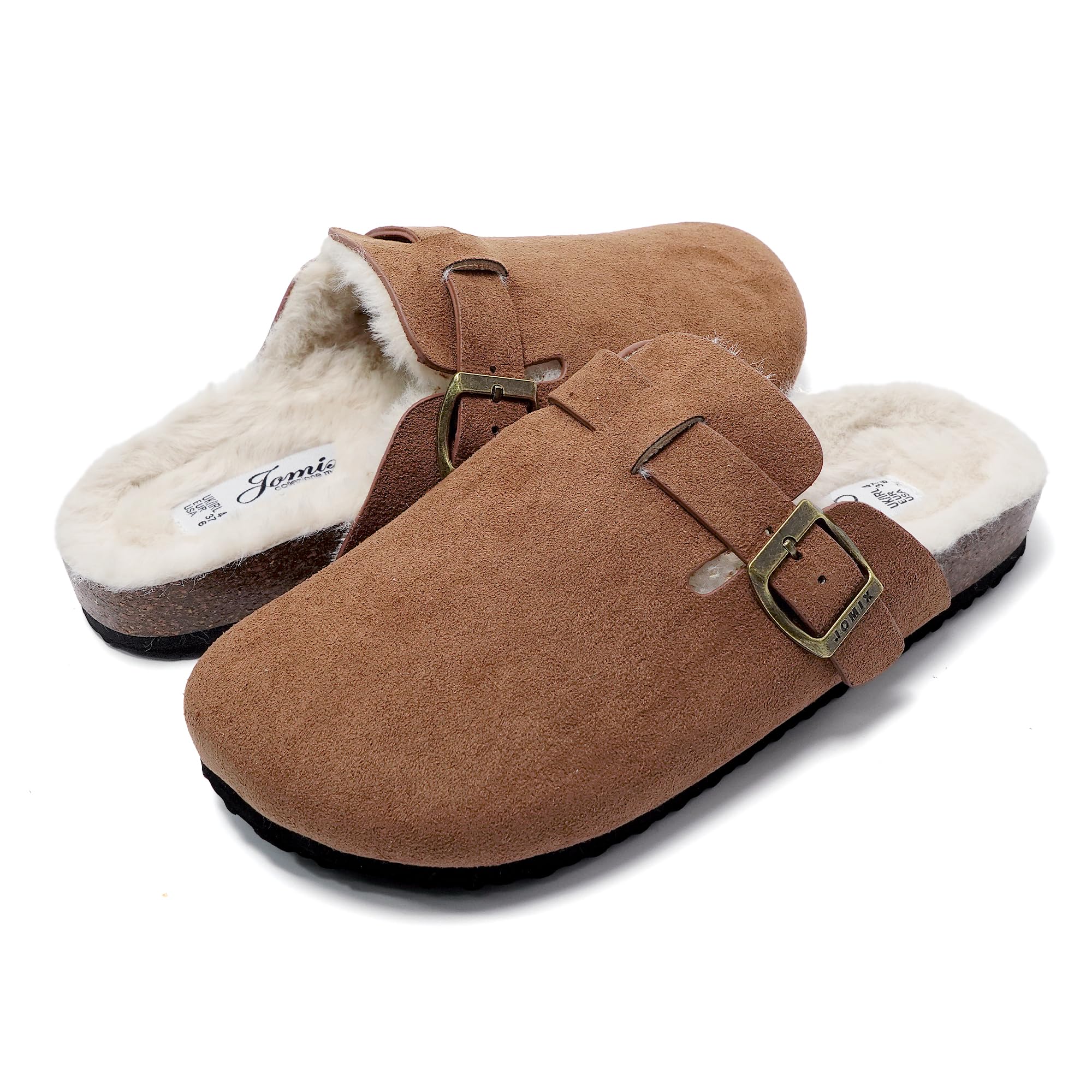 JOMIX Pantoletten Damen Winter Geschlossen Plüsch Gefüttert Hausschuhe Rutschfeste Clogs Gartenschuhe