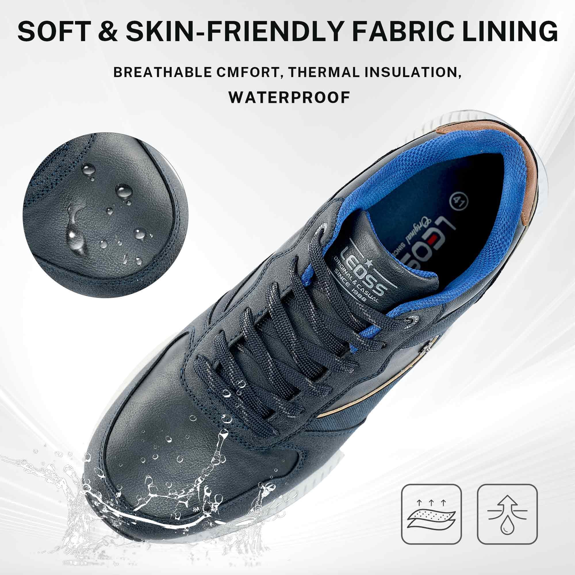 LEOSS ORIGINAL Scarpe da Ginnastica Uomo Sneaker con Lacci Scarpe da Città Scarpe da Escursionismo Casual Scarpe da Walking in Pelle Sportive