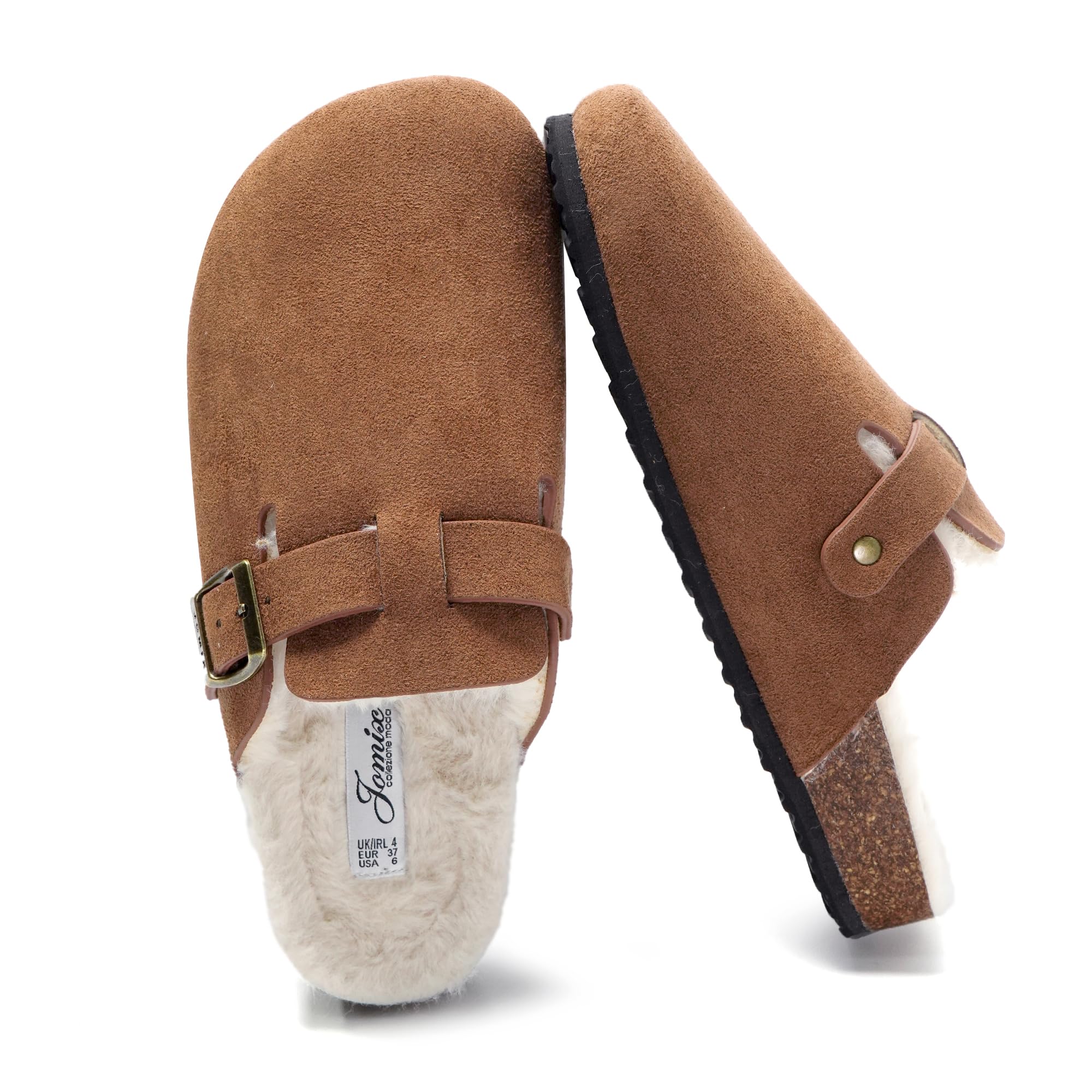 JOMIX Pantoletten Damen Winter Geschlossen Plüsch Gefüttert Hausschuhe Rutschfeste Clogs Gartenschuhe