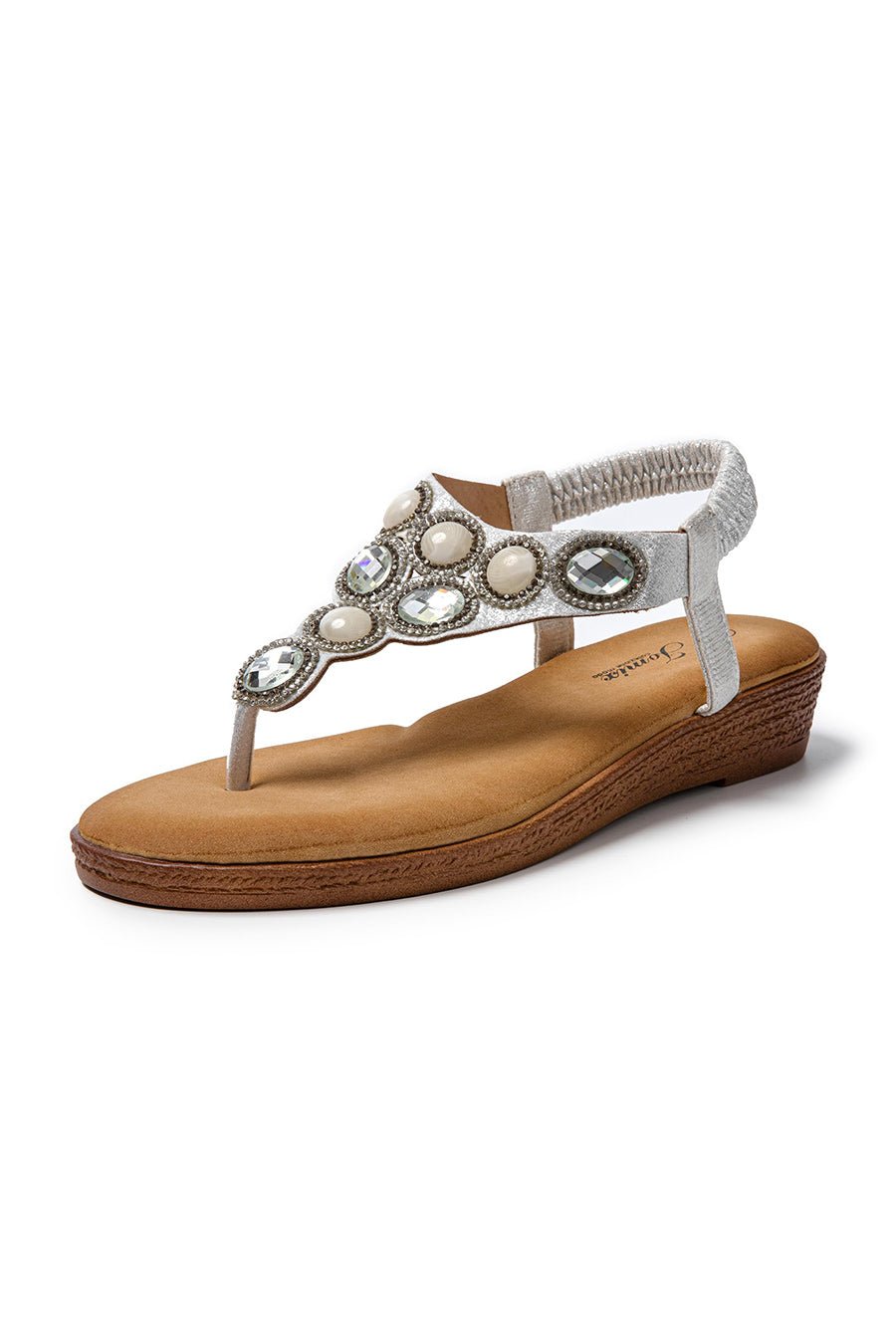 JOMIX Infradito Estive da Donna con Zeppa Bassa Decorate con Gioielli Strass e Chiusura Elastica SD9107