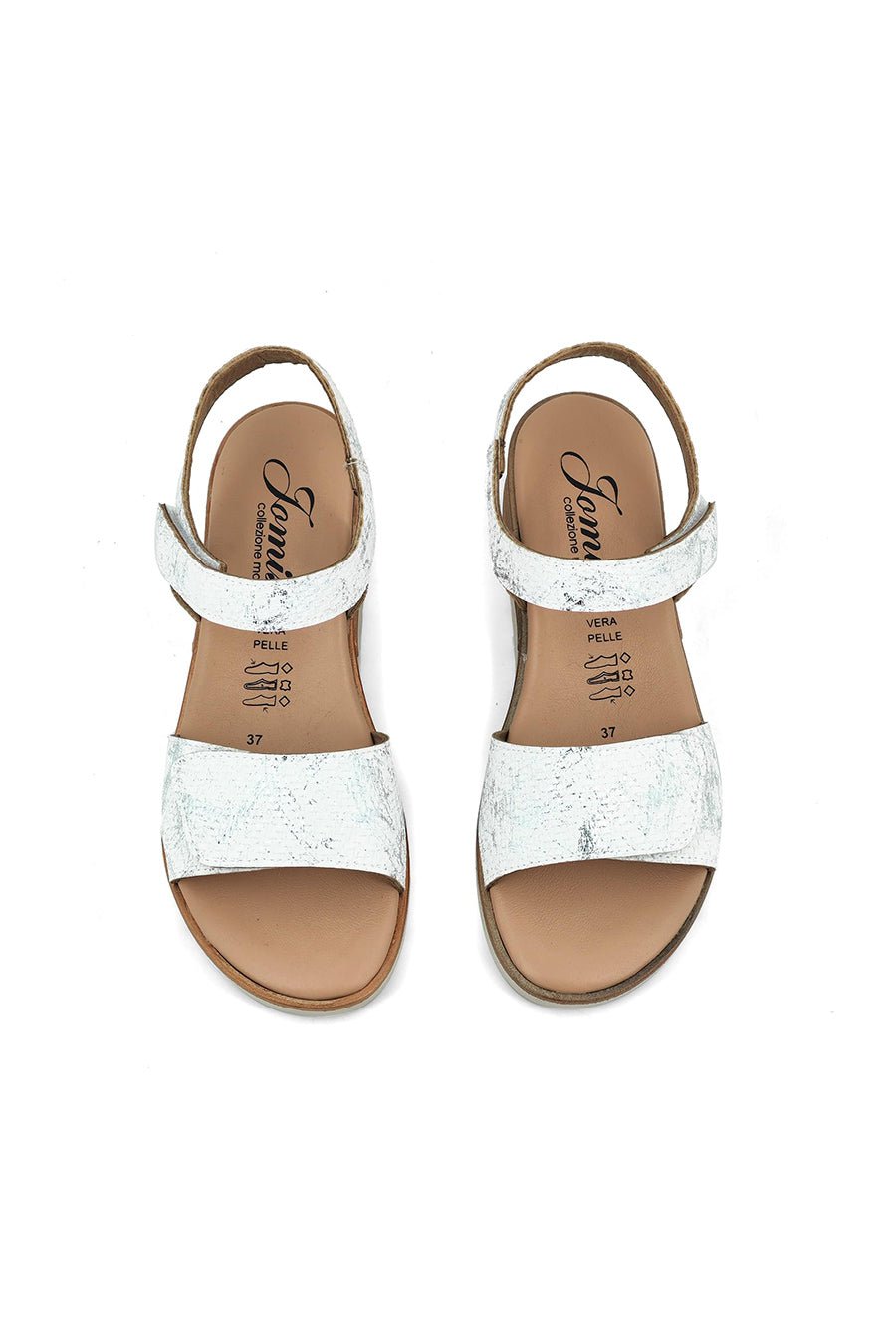 JOMIX Sandali Donna Estive Bassi Sandali Zeppa Eleganti a Strappo Regolabile da Mare Spiaggia Vera Pelle Made in Italy TD2064