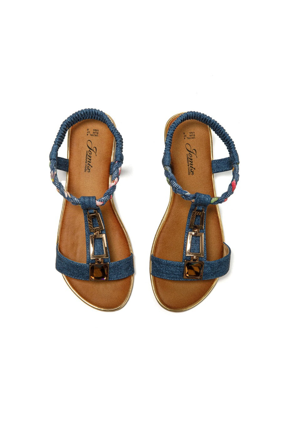JOMIX Sandali Donna Estive Eleganti Sandali Bassi Comodi con Strass SD9433 SD9434