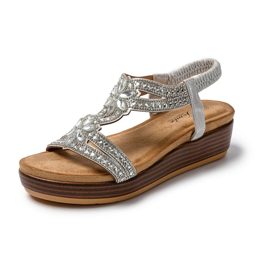 JOMIX Sandali Estivi da Donna con Eleganti Gioielli Strass e Chiusura Elastica SD9105