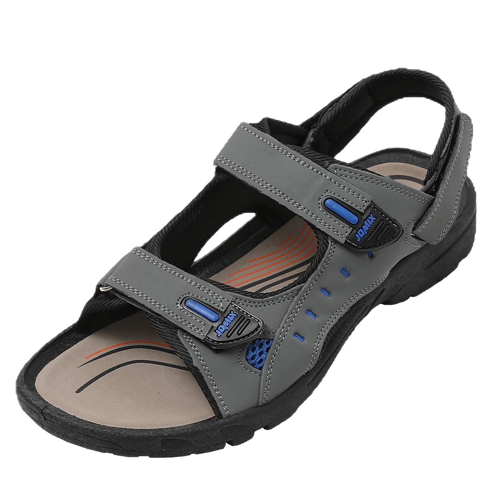 JOMIX Athletische Sandalen Herren Klettverschluss Sommer Rutschfest Flach Wandersandalen Outdoor Strand Reisen Trekking Wander