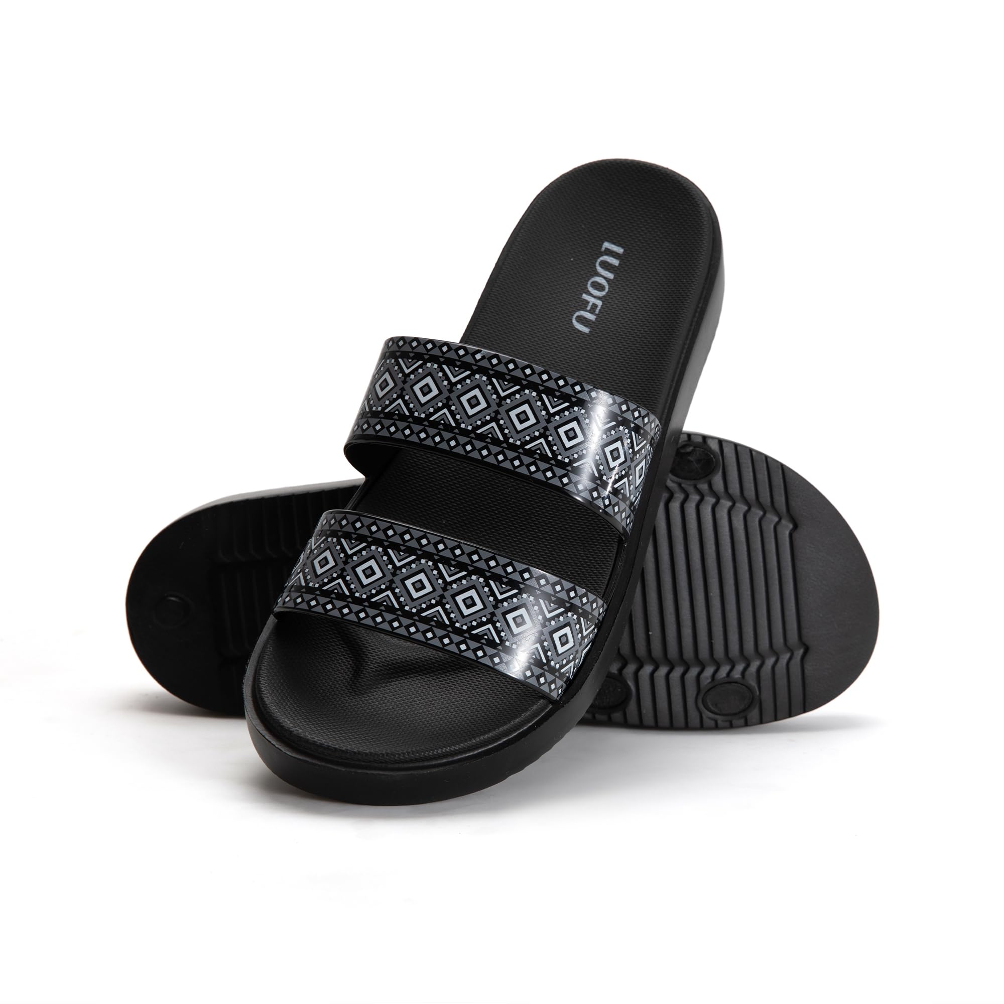 JOMIX Badeschuhe Damen - Sommer Badeschlappen Bequeme Rutschfeste Slipper Hausschuhe Leicht Badelatschen Indoor Outdoor