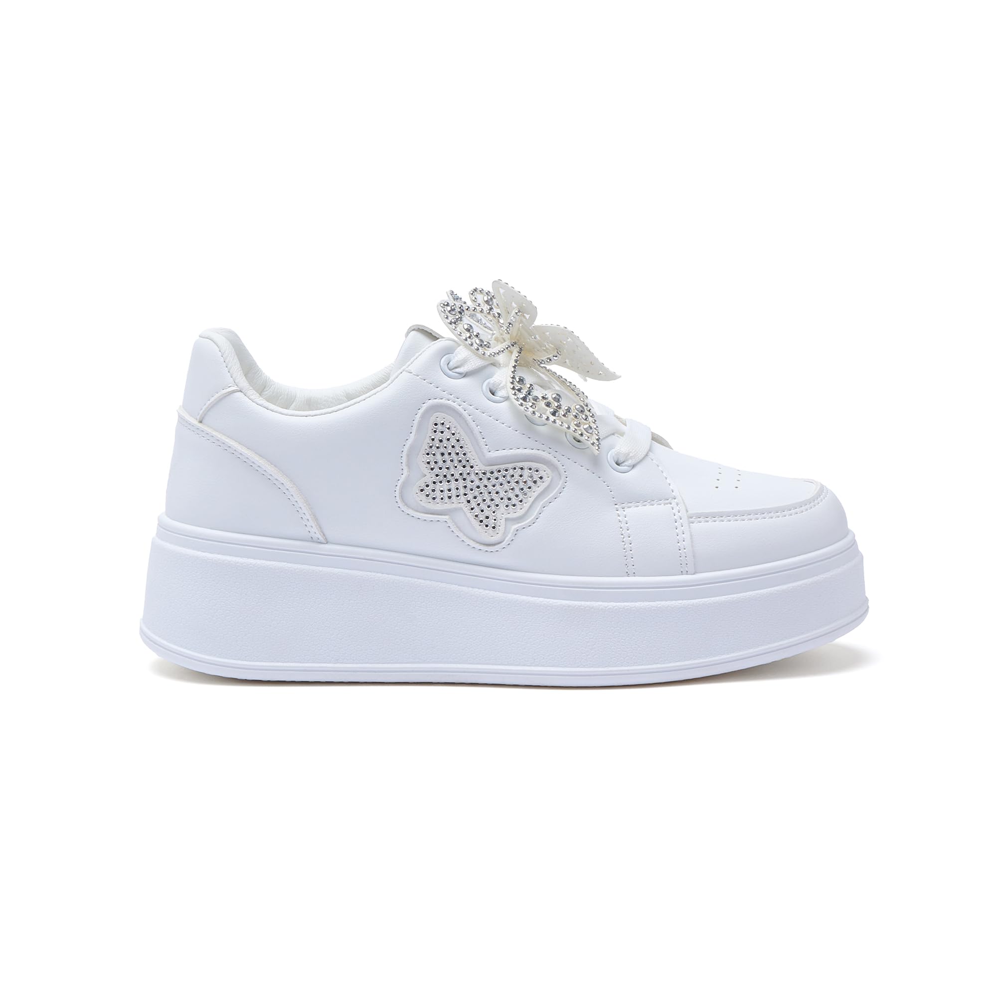 JOMIX Basket Casual Femme avec Nœud Chaussures Sport Femmes Compensé avec Lacets Légères Confortables pour Fitness Gym Outdoor