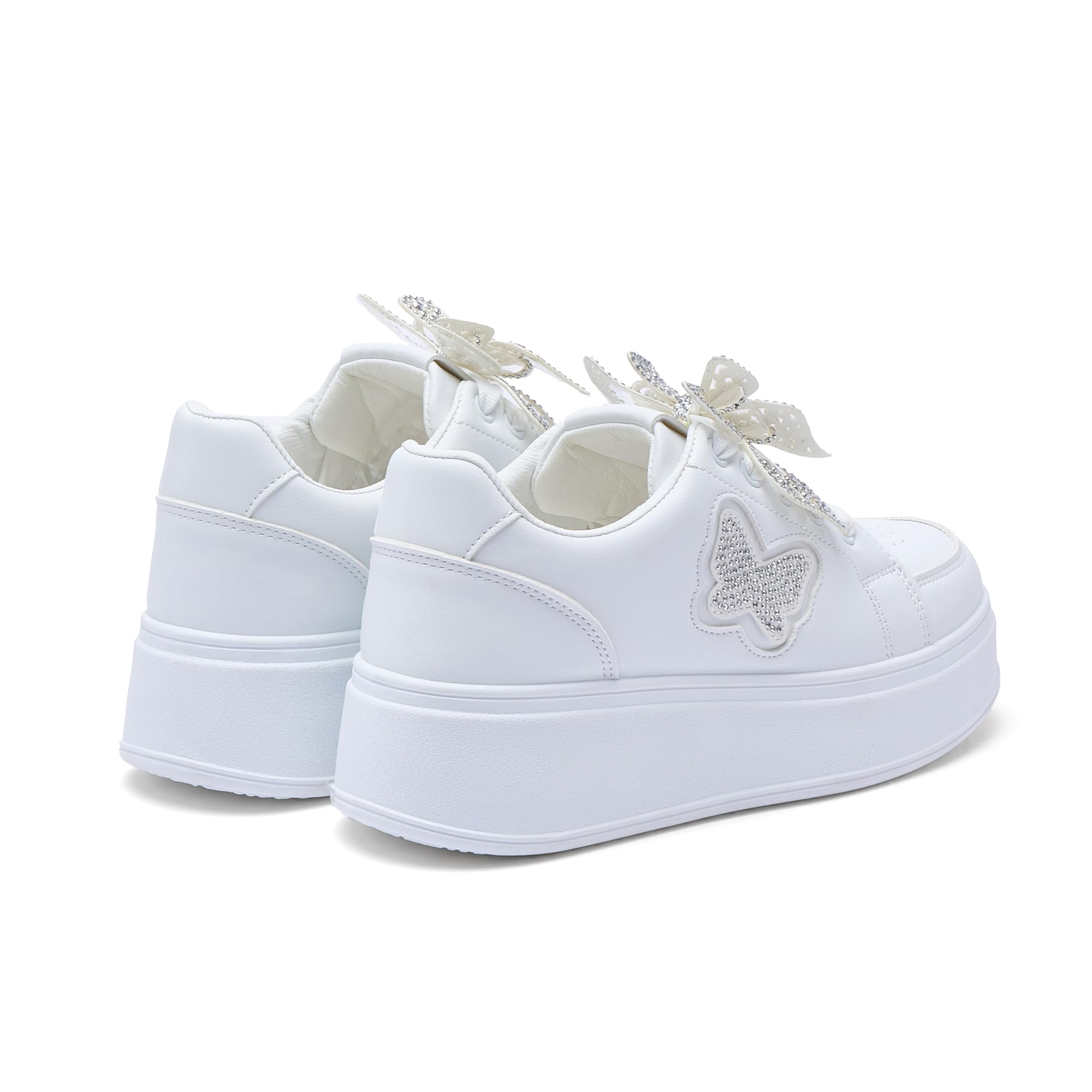 JOMIX Basket Casual Femme avec Nœud Chaussures Sport Femmes Compensé avec Lacets Légères Confortables pour Fitness Gym Outdoor