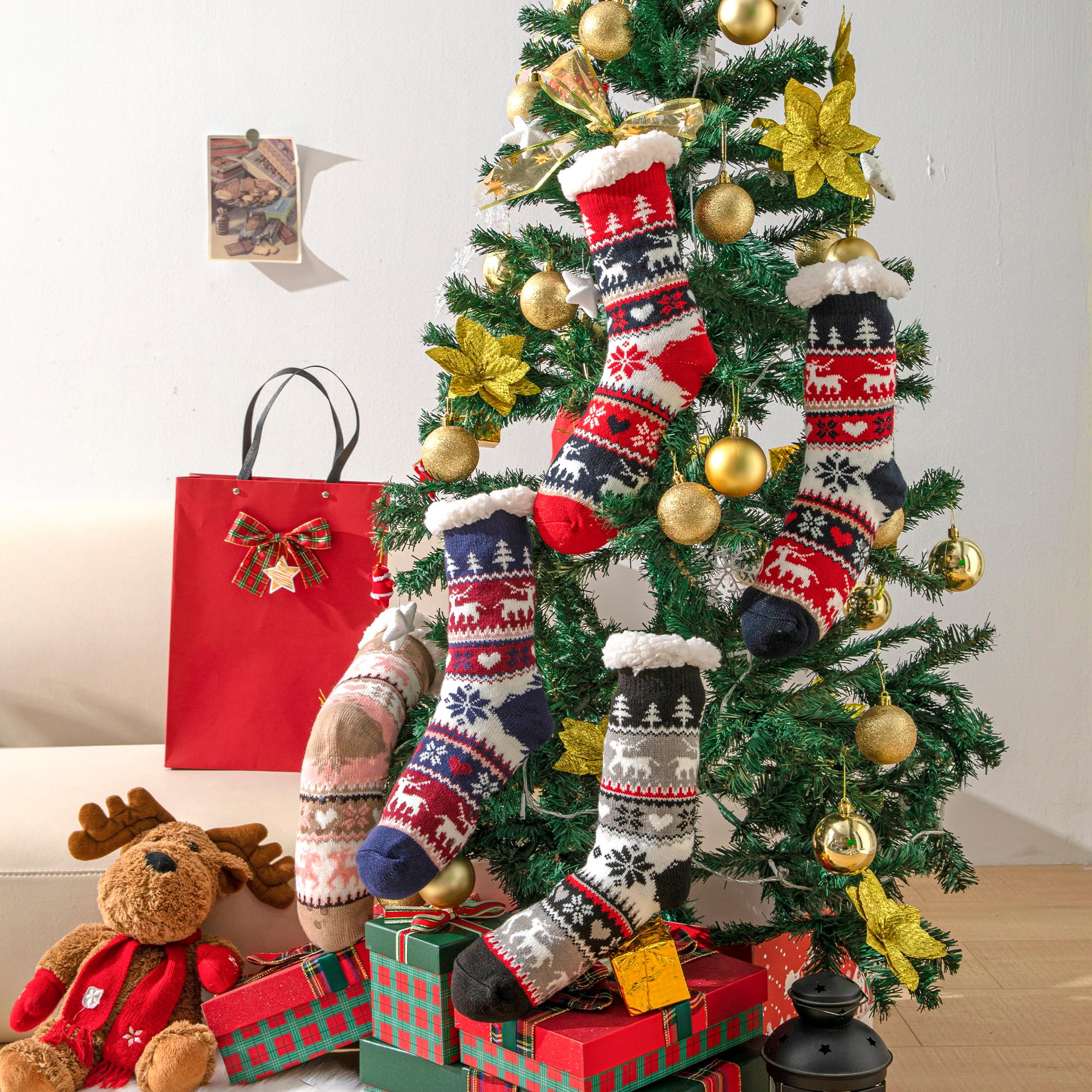 JOMIX Calze Antiscivolo Donna Invernali Pantofole Calde Imbottite Felpate