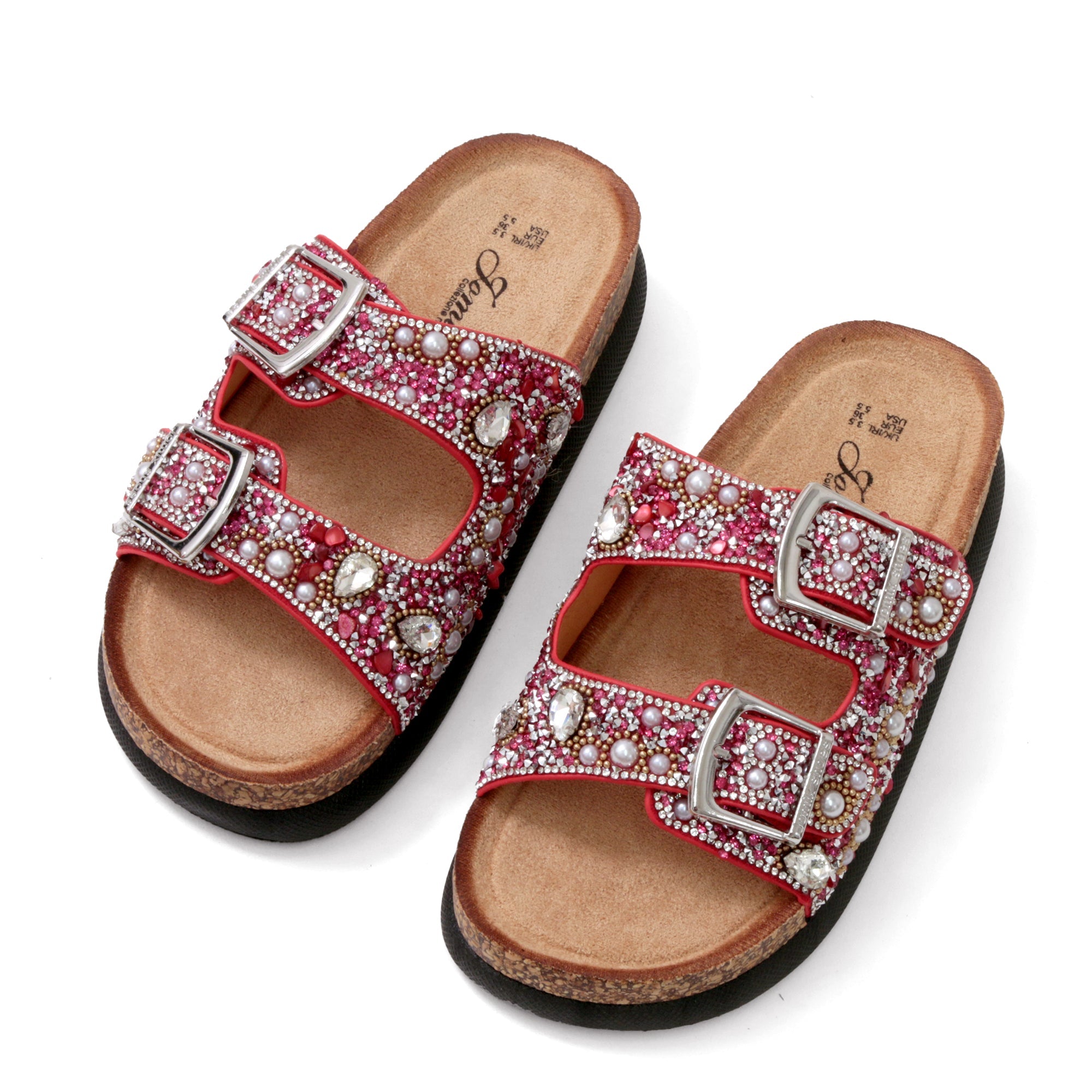 JOMIX Ciabatte con Doppia Fibbia con Strass Estive Donna Moda Sandali WCF250328